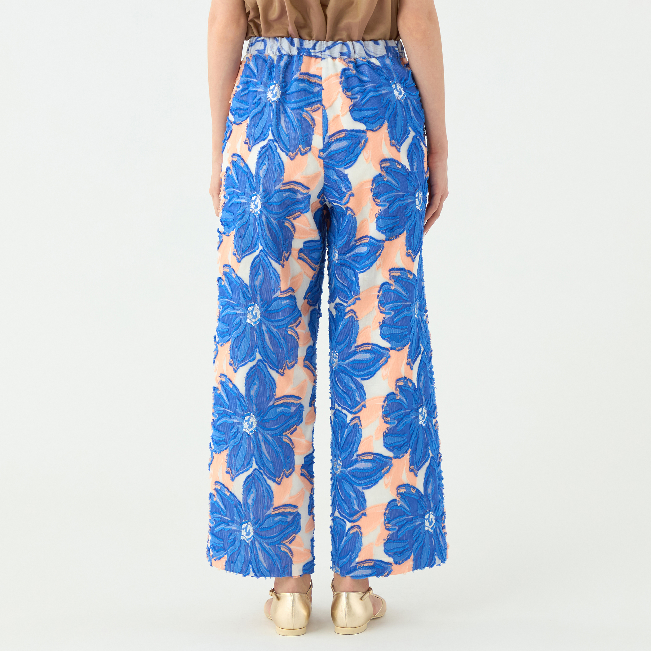 プルメリアジャカード ワイドストレートパンツ