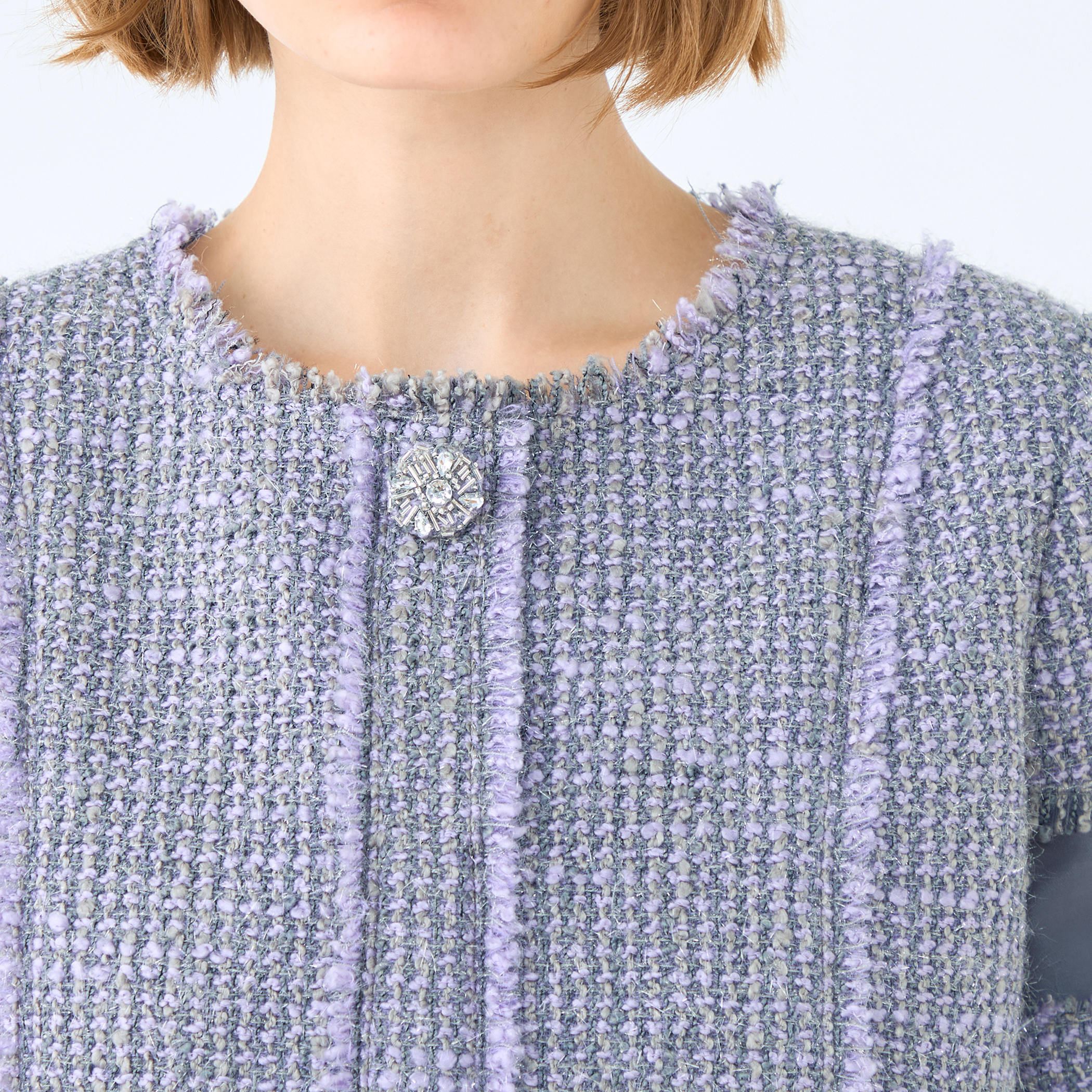 □ブロッキングツイード ハーフスリーブプルオーバー