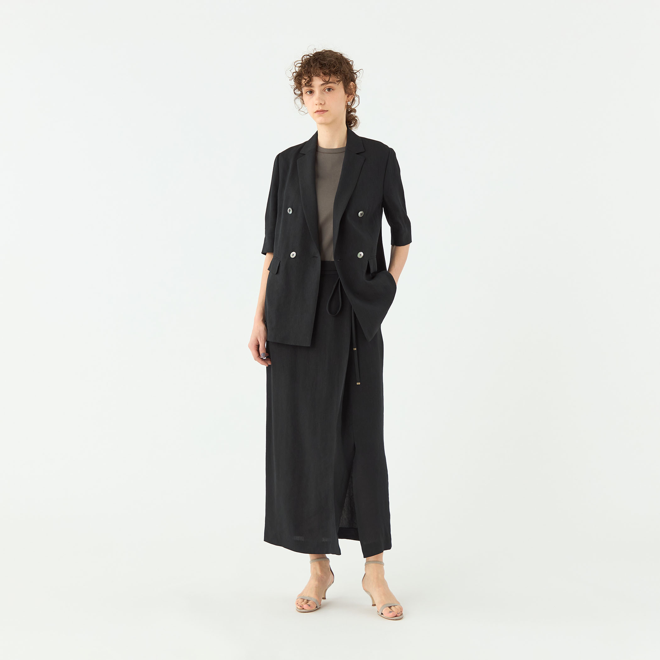 niko⭐️美品⭐️レーヨンリネンハーフスリーブジャケット レーヨンリネンオックス ハーフスリーブジャケット