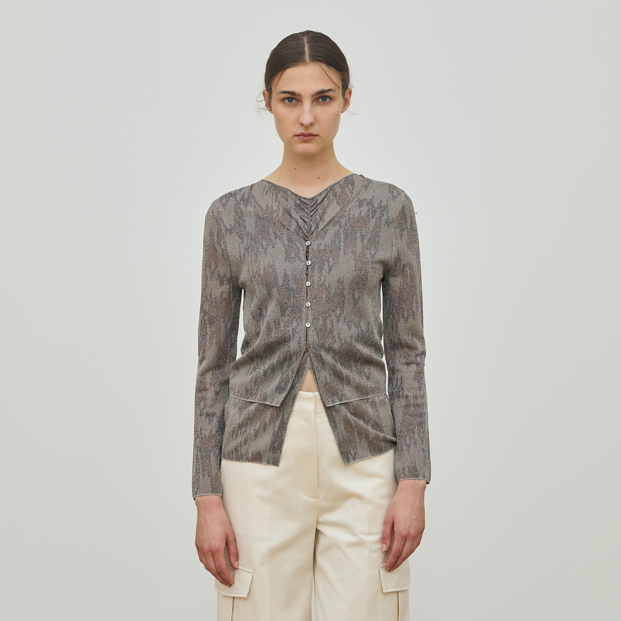 ソフトラメジャカード Vネックカーディガン｜トゥモローランド 公式通販