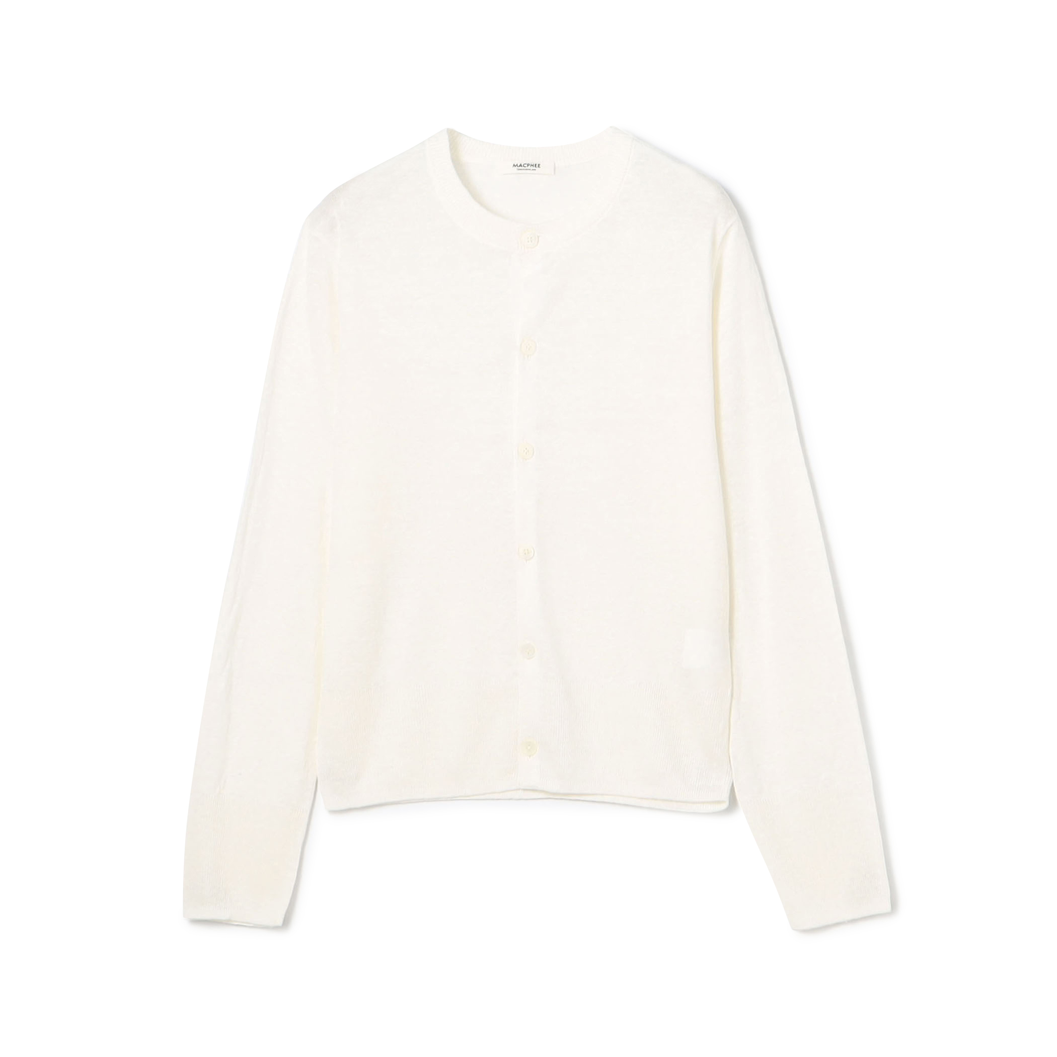 プレーンリネン クルーネックカーディガン