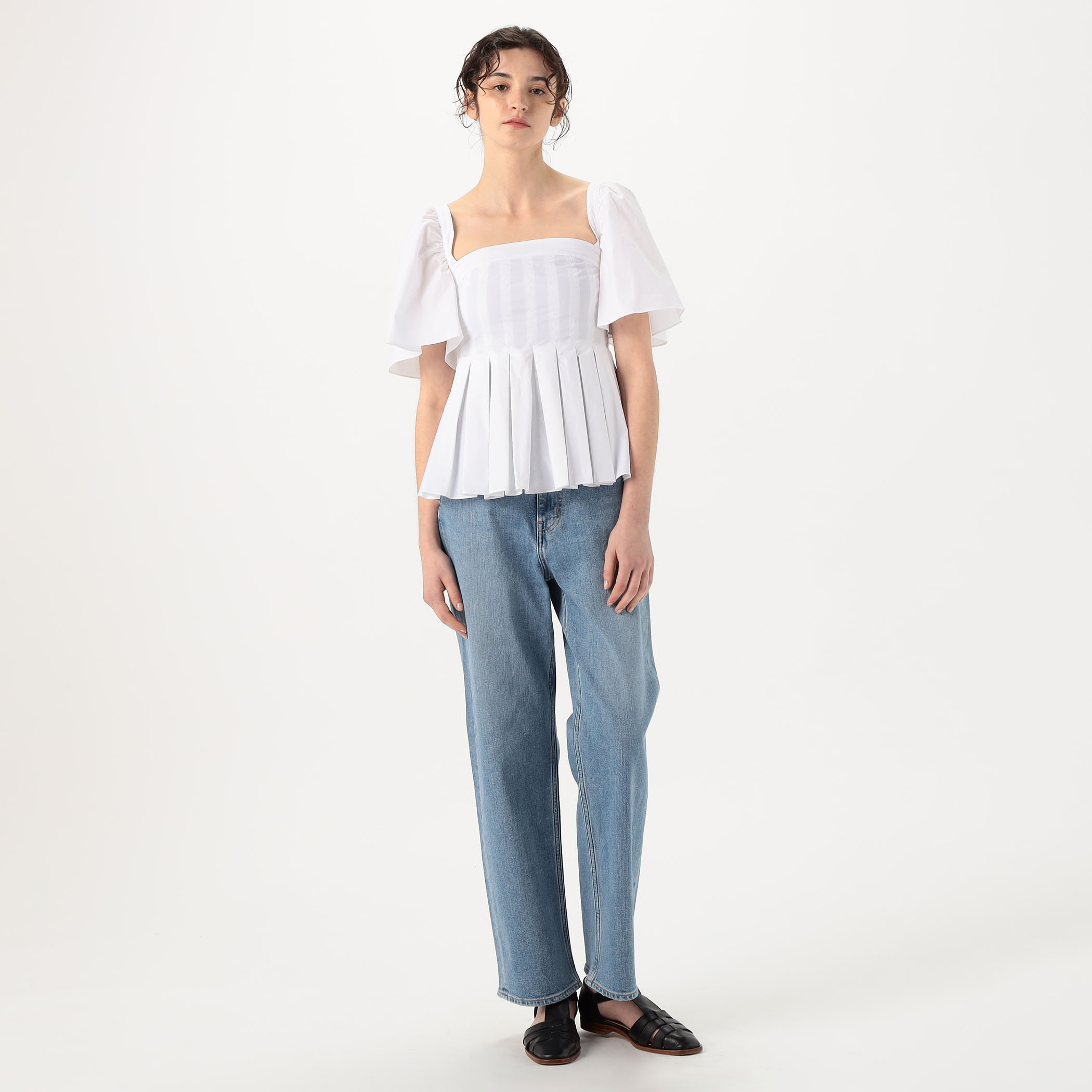 ロシャス ROCHAS シャツ ロシャス ROCHAS RカットワークロゴTシャツ コットン ホワイト