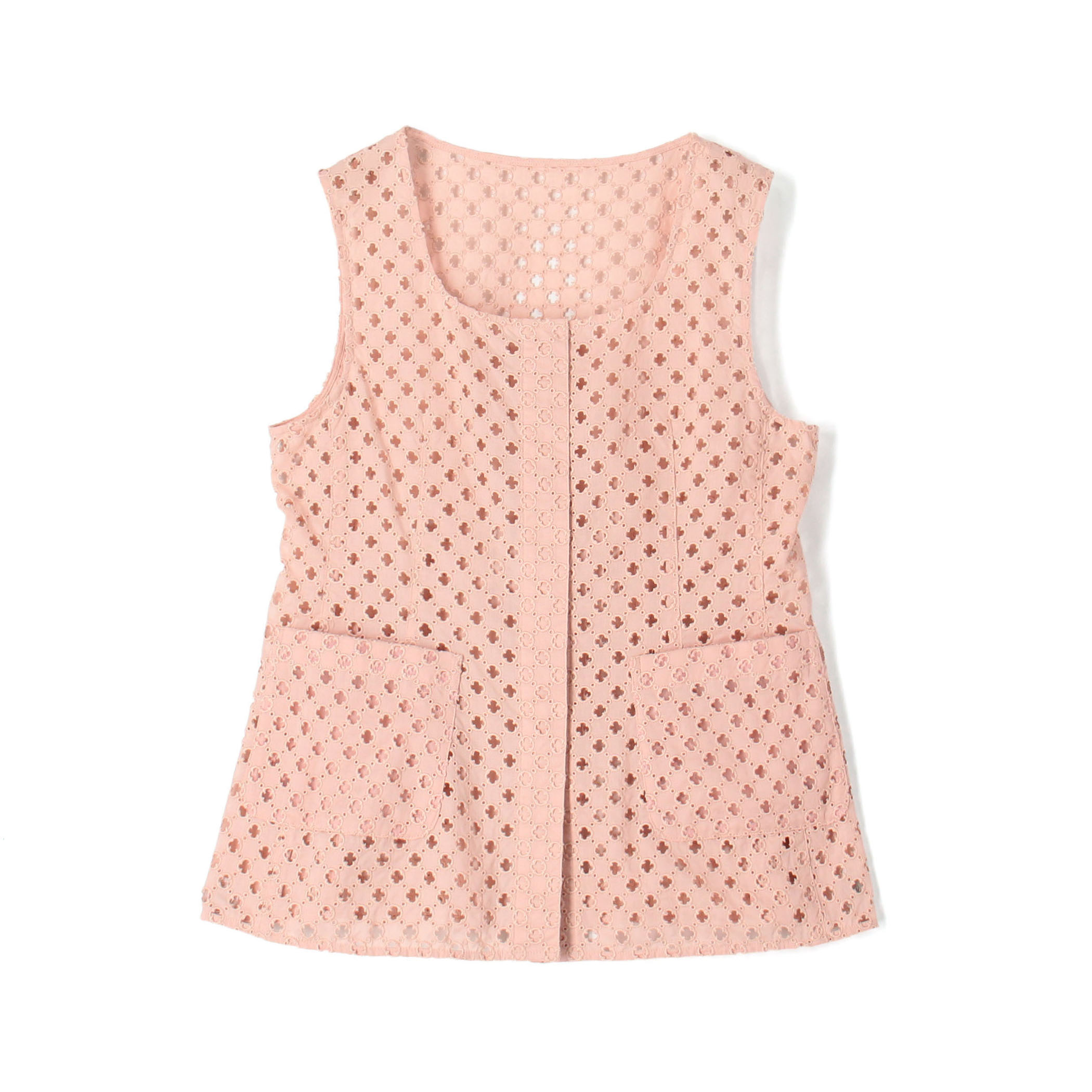 コモンフラワーエンブロイダリー Uネックジレブラウス