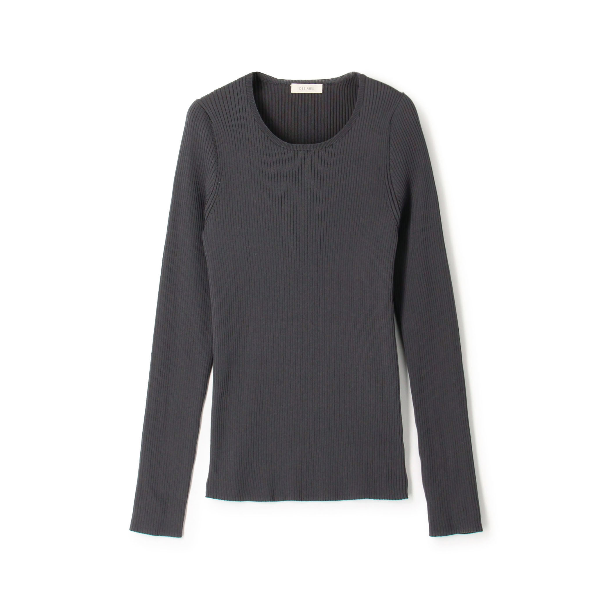 コットンアセテートリブ クルーネックプルオーバー