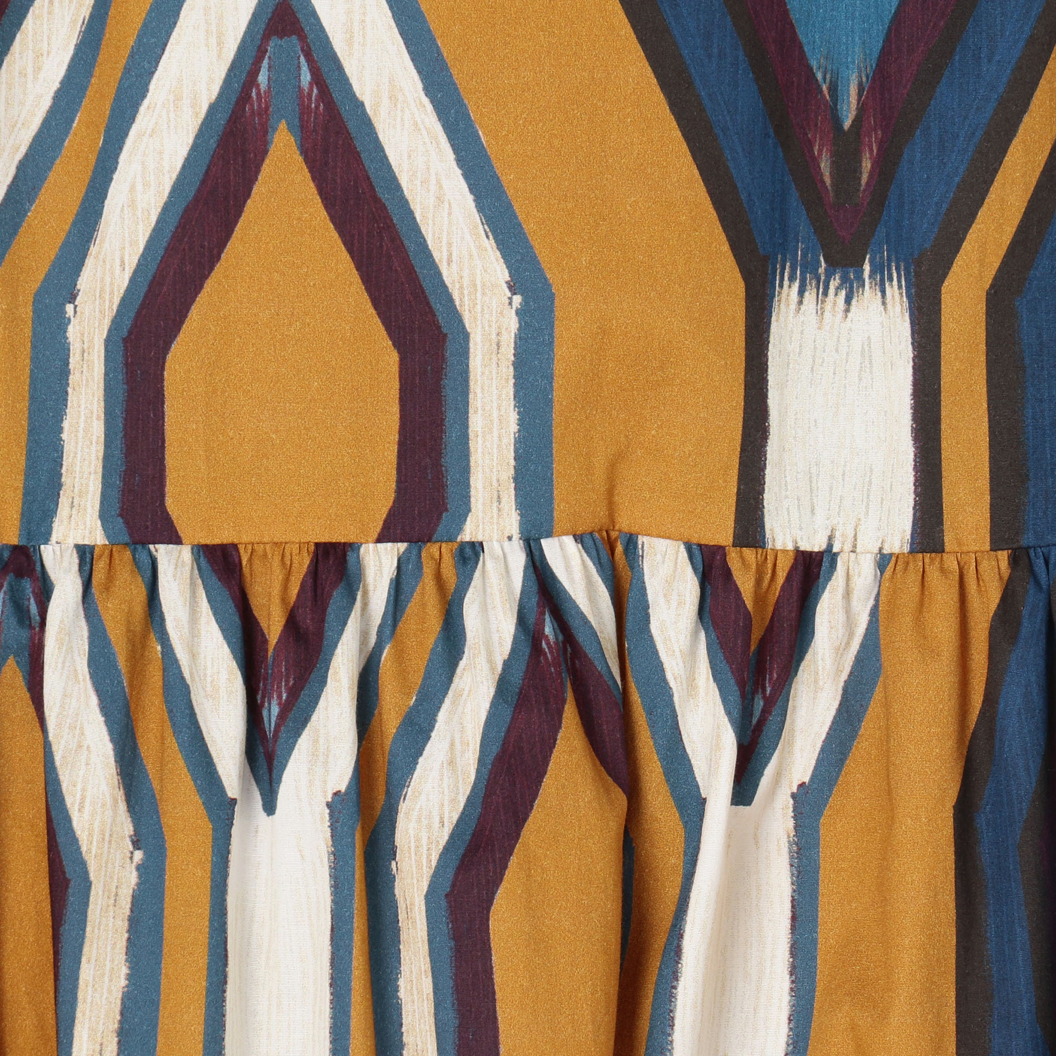 □コットンストレッチ トライバルプリントロングワンピース