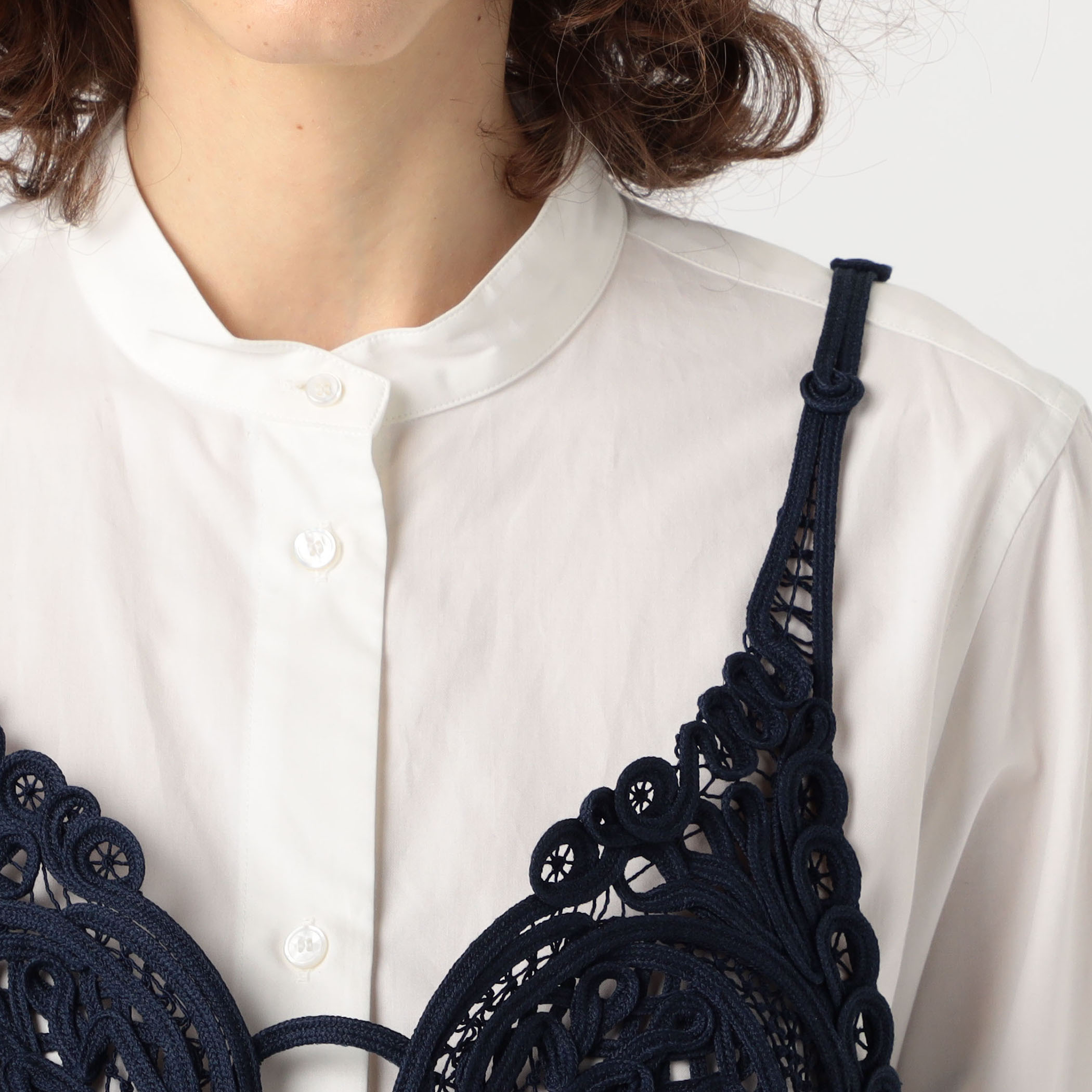 Mame Kurogouchi コード刺繍　ベスト　ネイビー Cord Embroidery Vest | Mame Kurogouchi