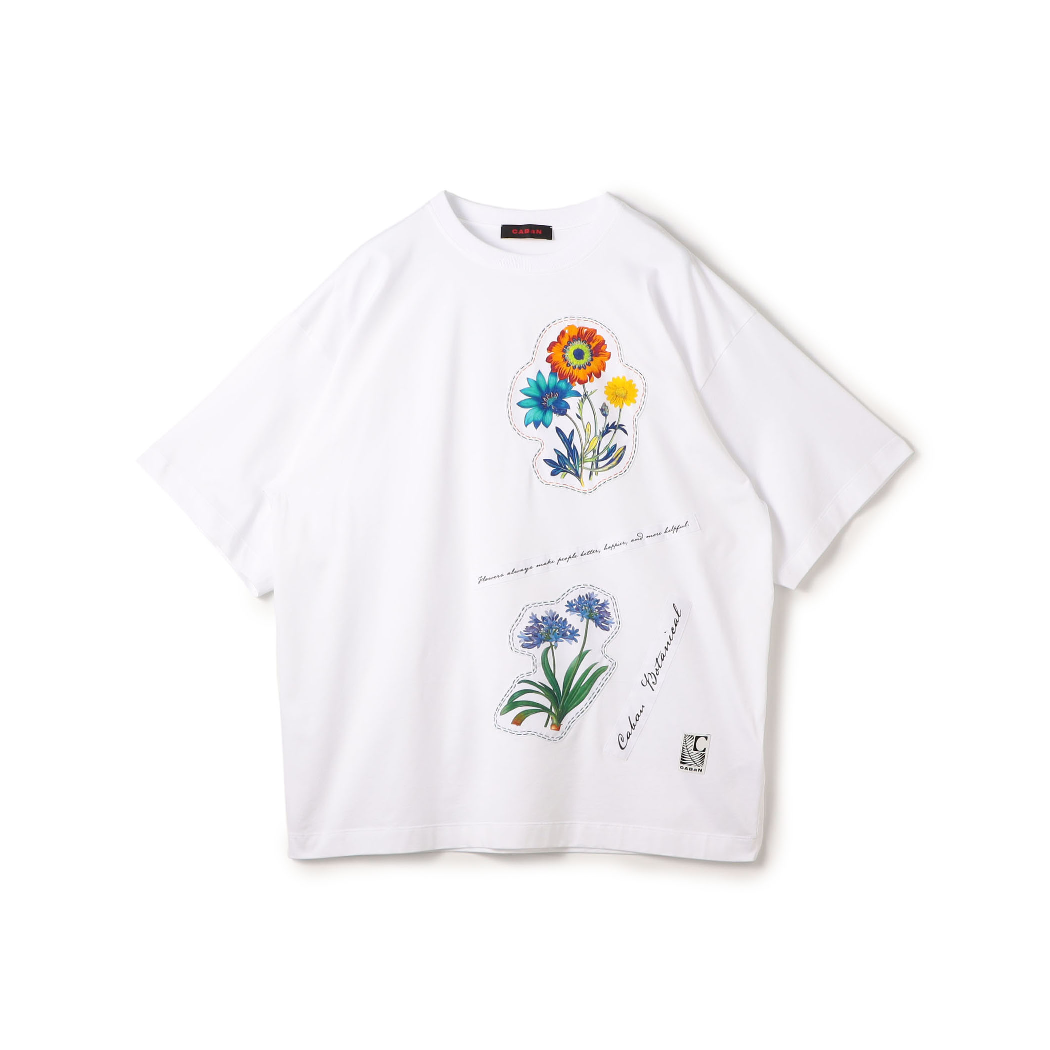 CABaN スビンコットン FLOWERSモチーフTシャツ