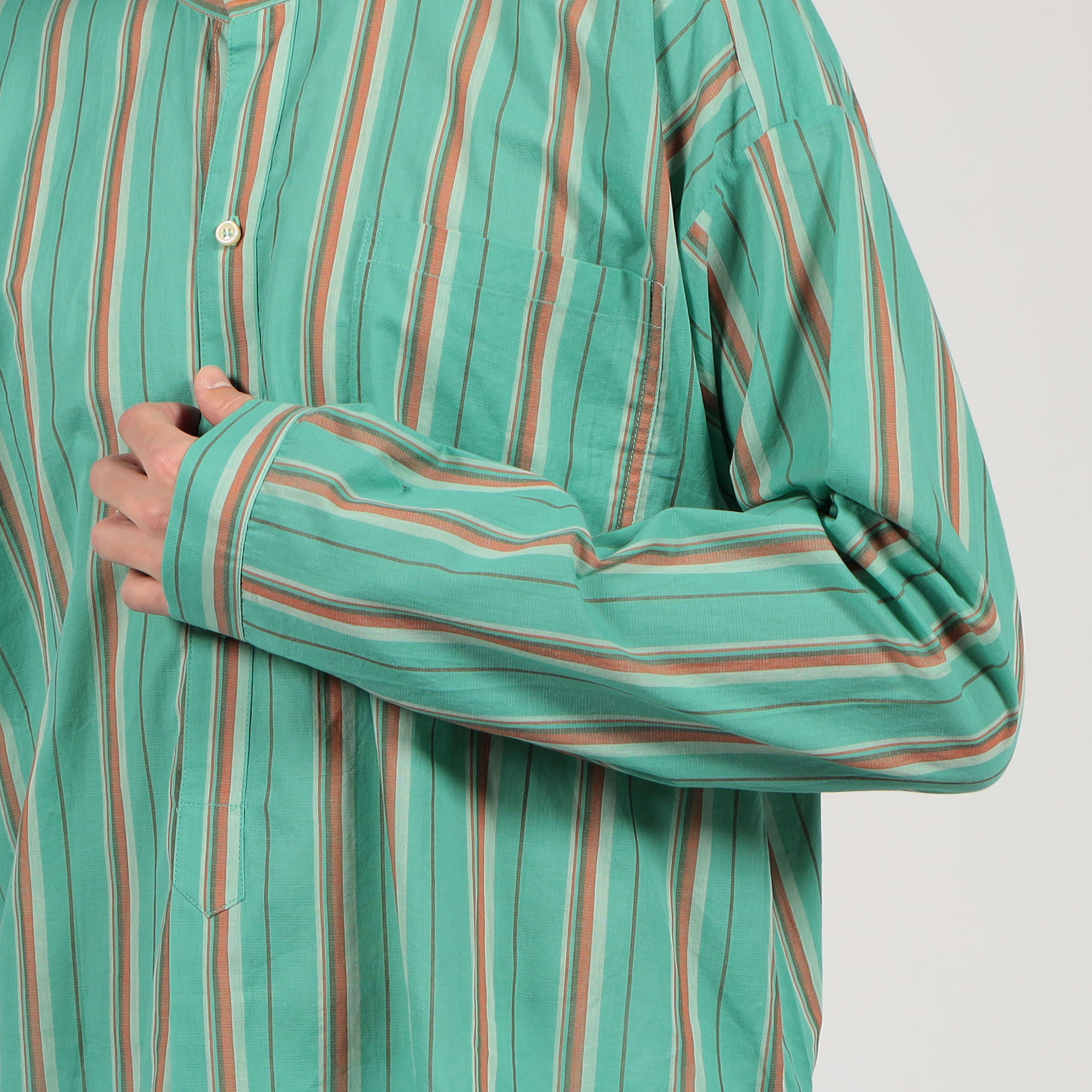 erEvan LICES SHIRT コットン バンドカラープルオーバーシャツ