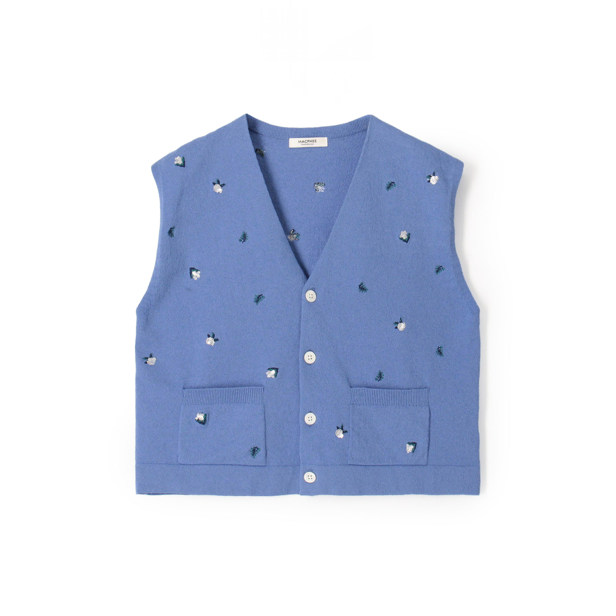 フラワーエンブロイダリー Vネックベスト