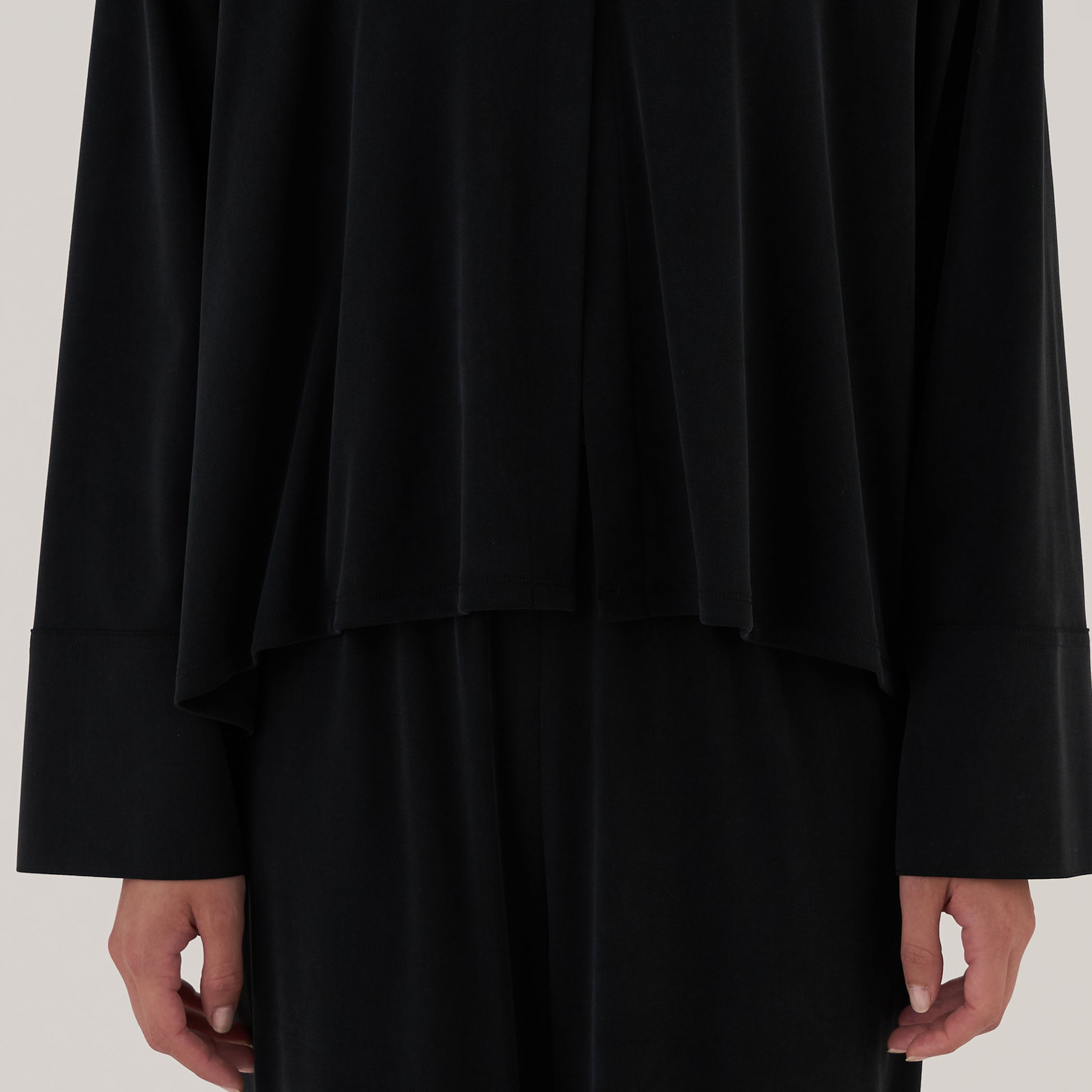 【DES PRES】ファインキュプラインターロック クルーネックブラウス tear perforated square neck blouse /ドロップスクエアネック