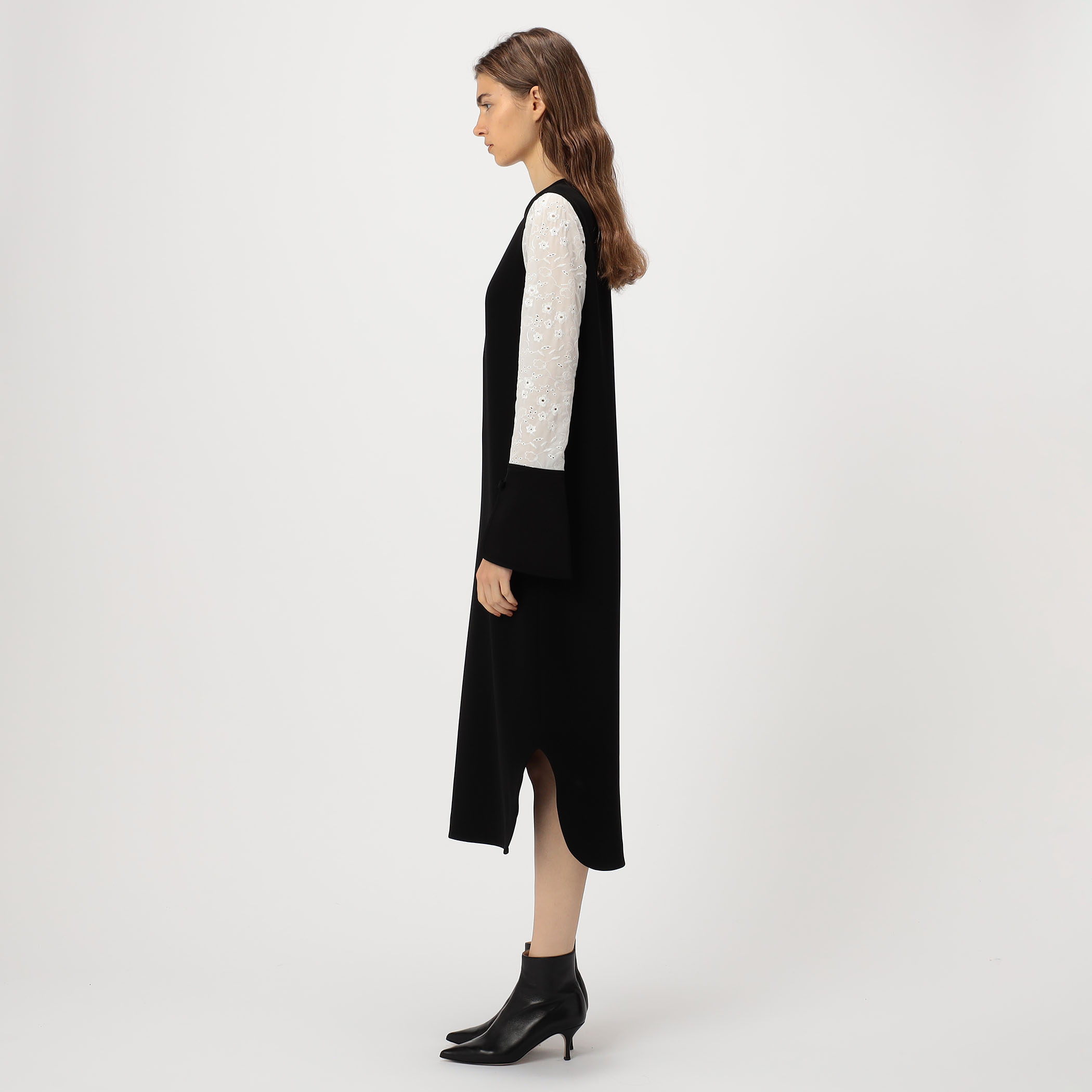 Mame Kurogouchi Floral Embroidery Sleeve Classic Dress