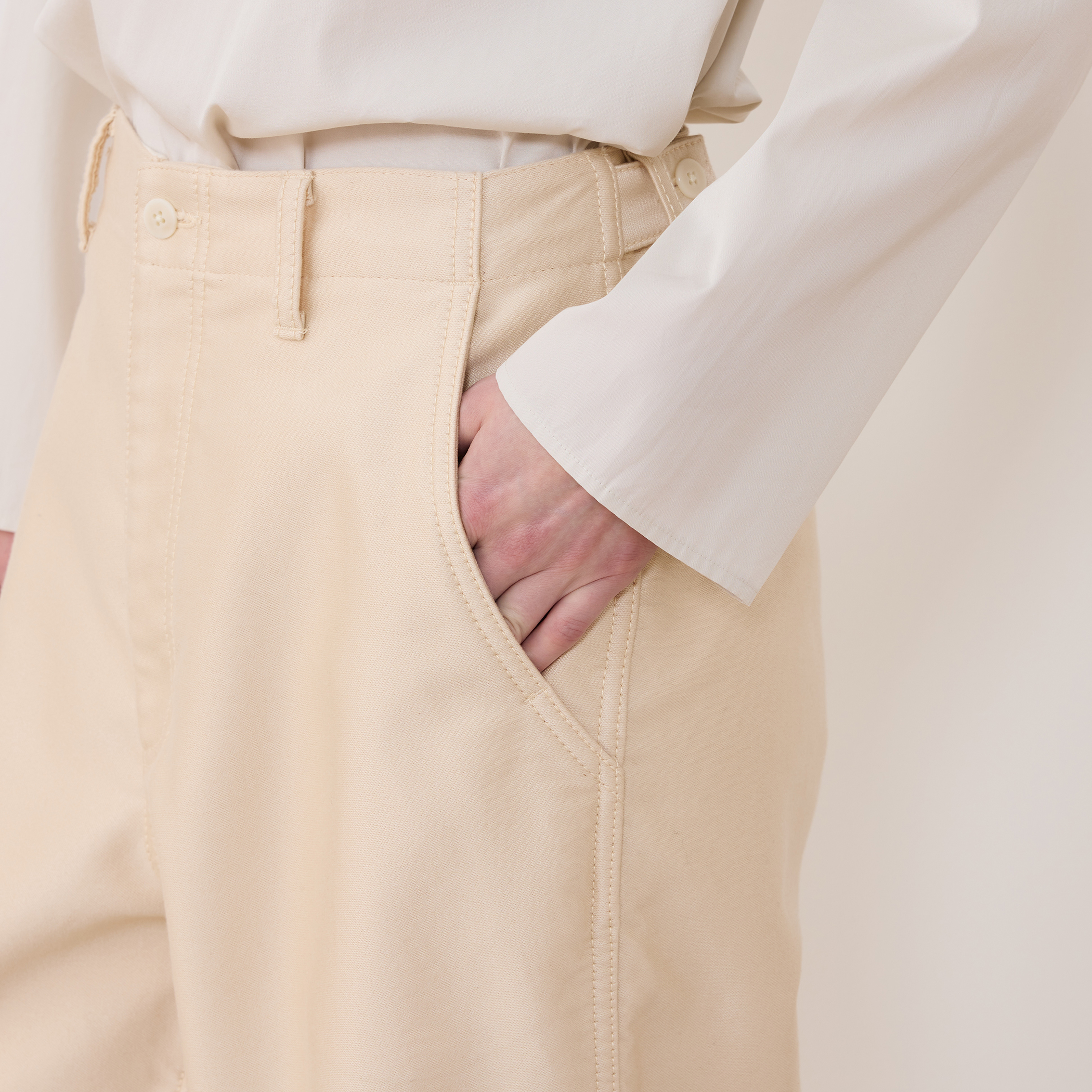 シーアイランドコットンモールスキン ワイドストレートパンツ