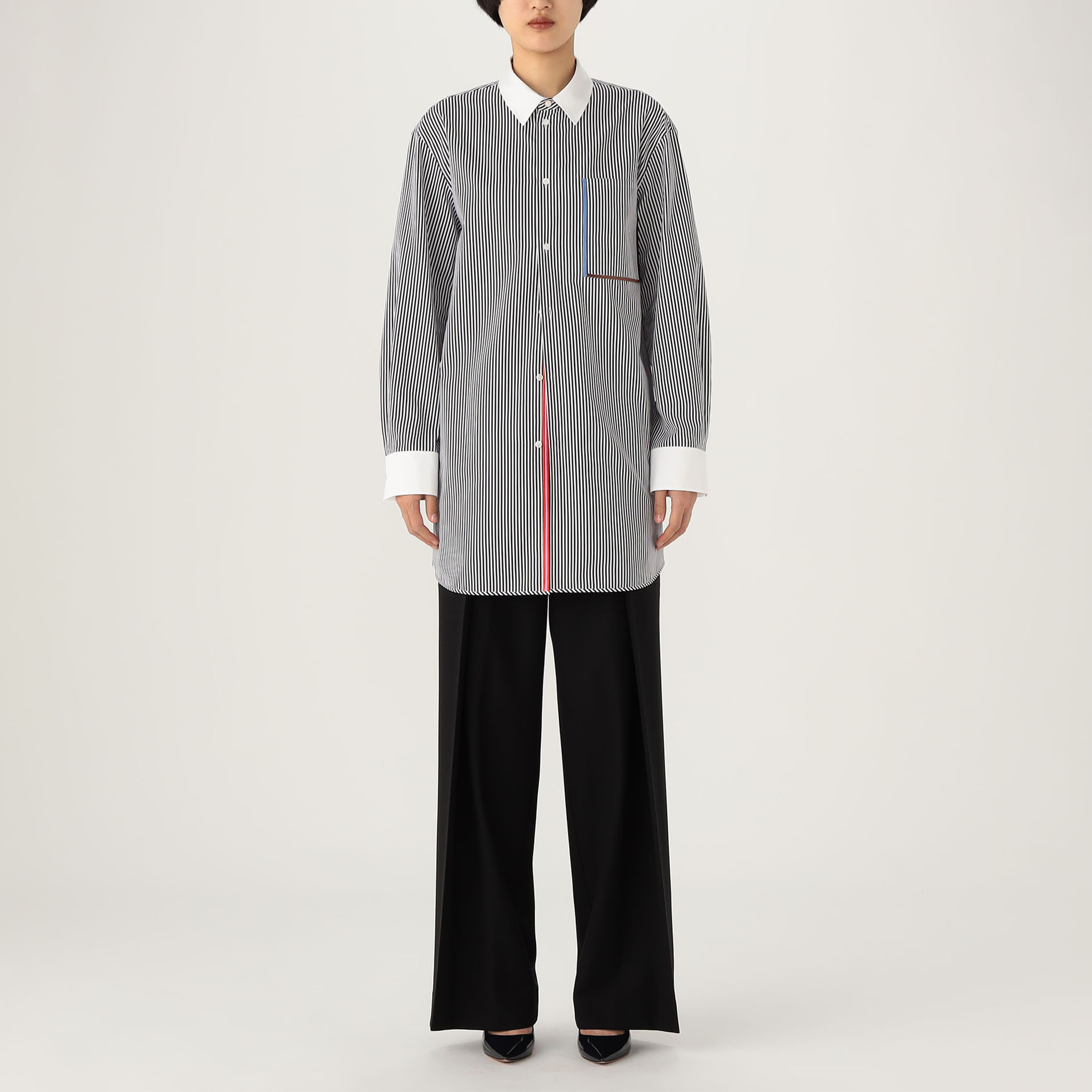 TOMORROWLAND.B マイクロタフタ ロングシャツ　ネイビー TOMORROWLAND.B マイクロタフタ ロングシャツ ネイビー