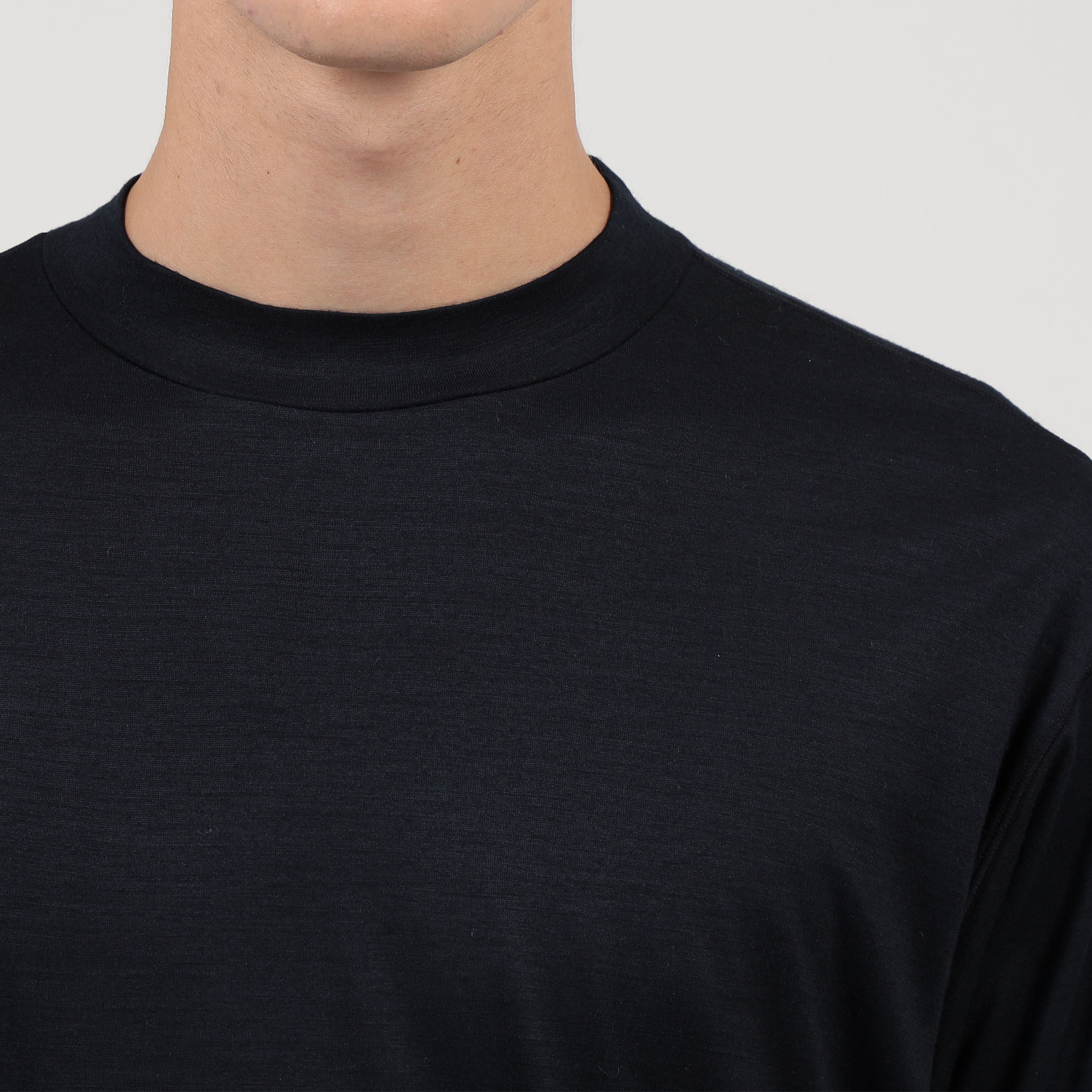 ウールジャージー モックネック ハーフスリーブカットソー