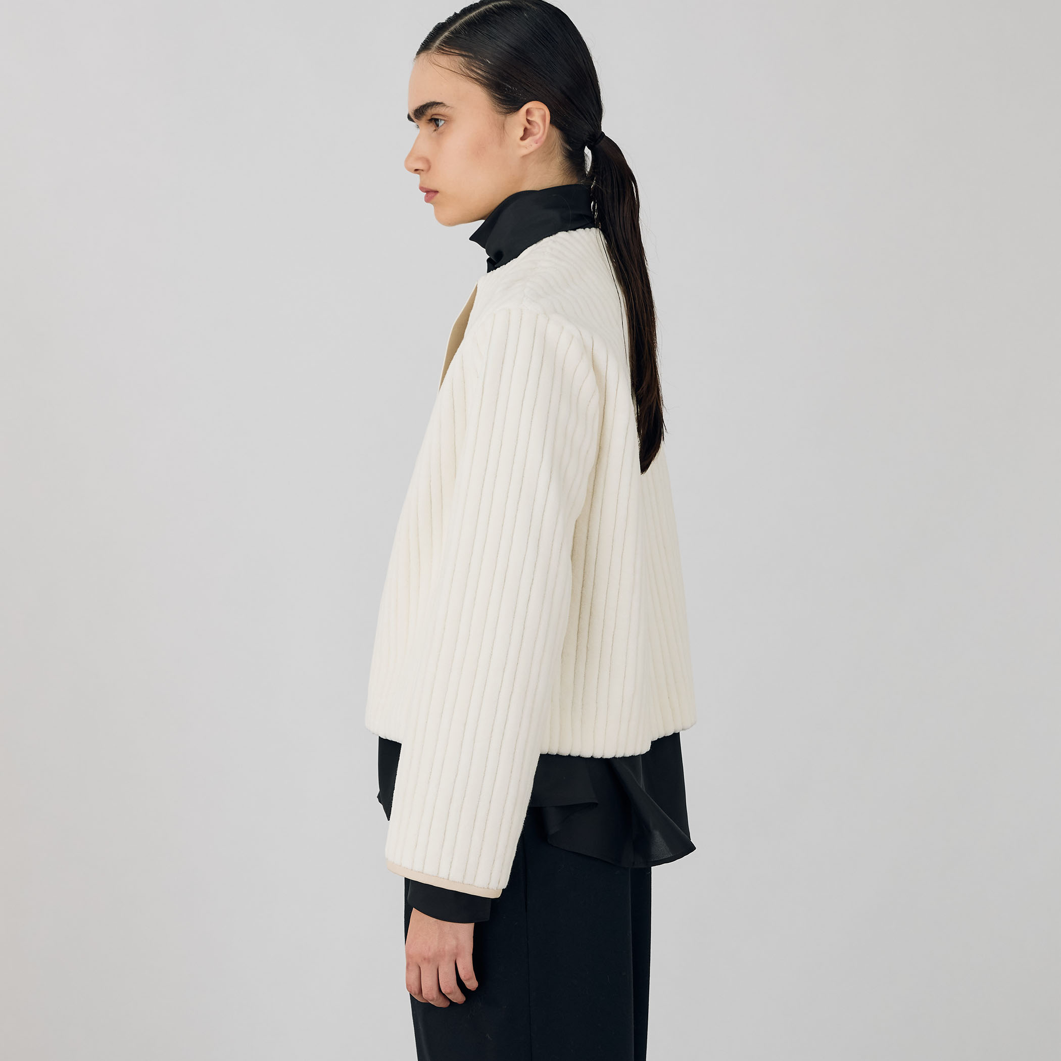 トゥモローランド デプレ　クルーネックブルゾン ワイドリッジパイル クルーネックブルゾン｜トゥモローランド