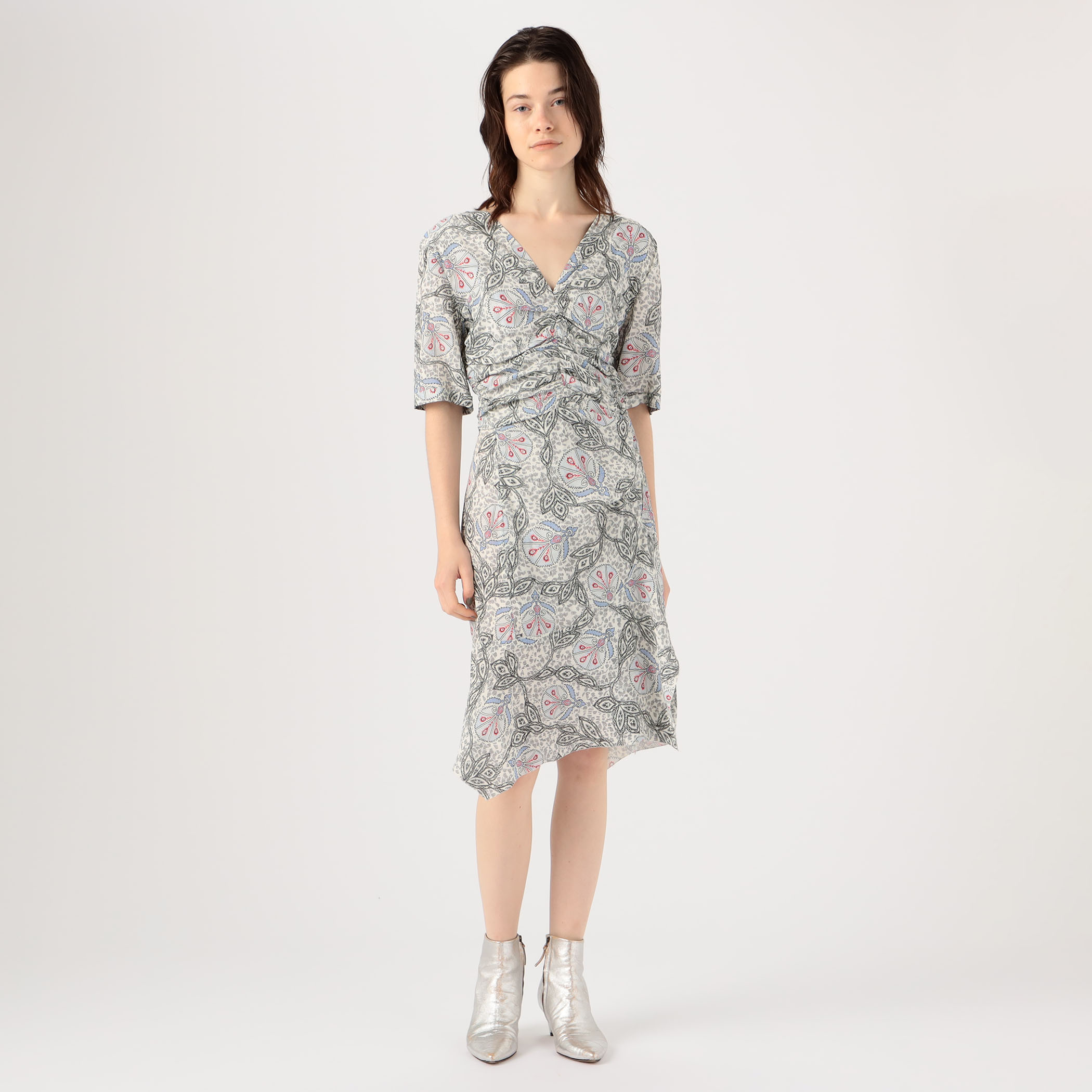 ISABEL MARANT ARODIE レーヨンプリント Vネックワンピース