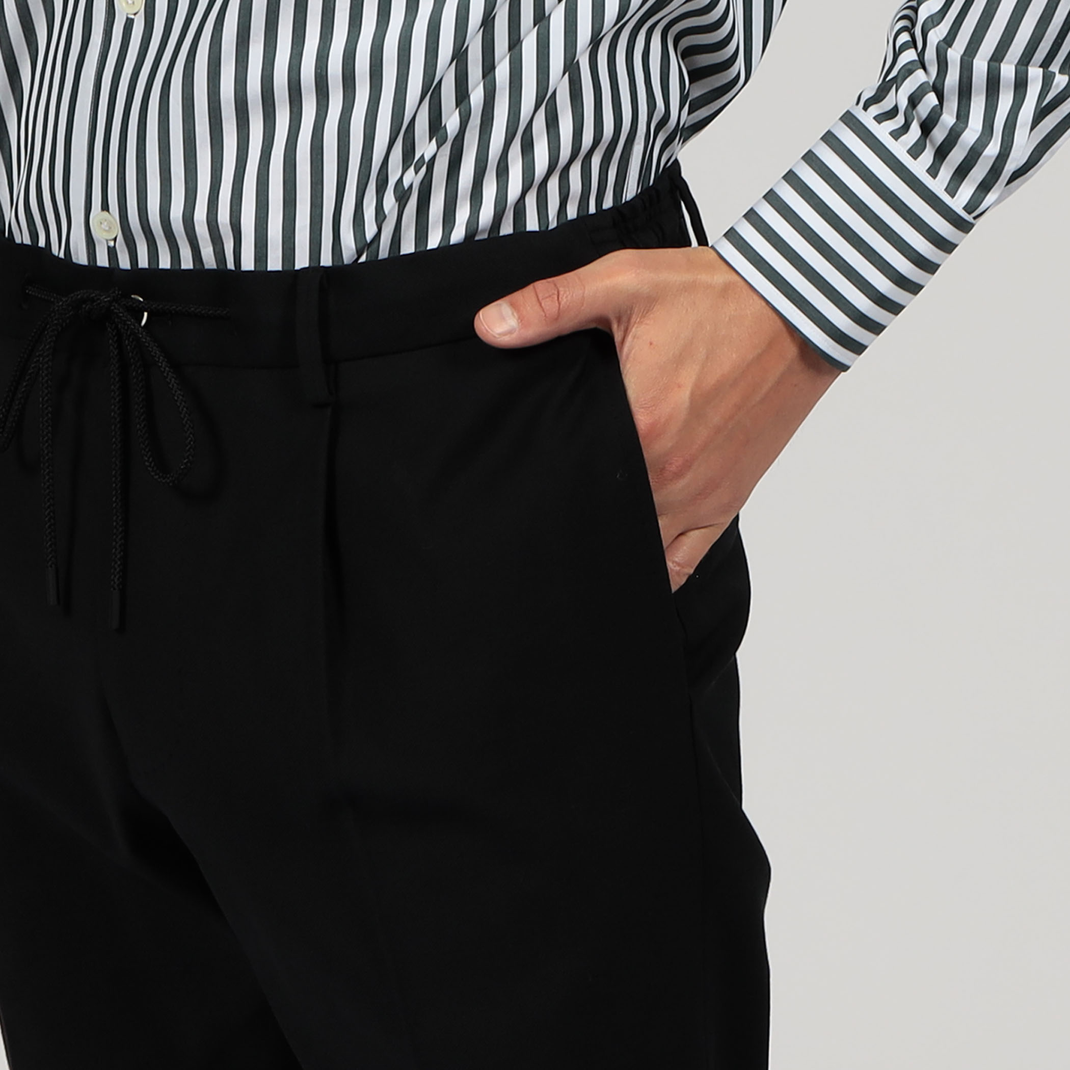 コットンオックスフォード 1プリーツイージースラックス