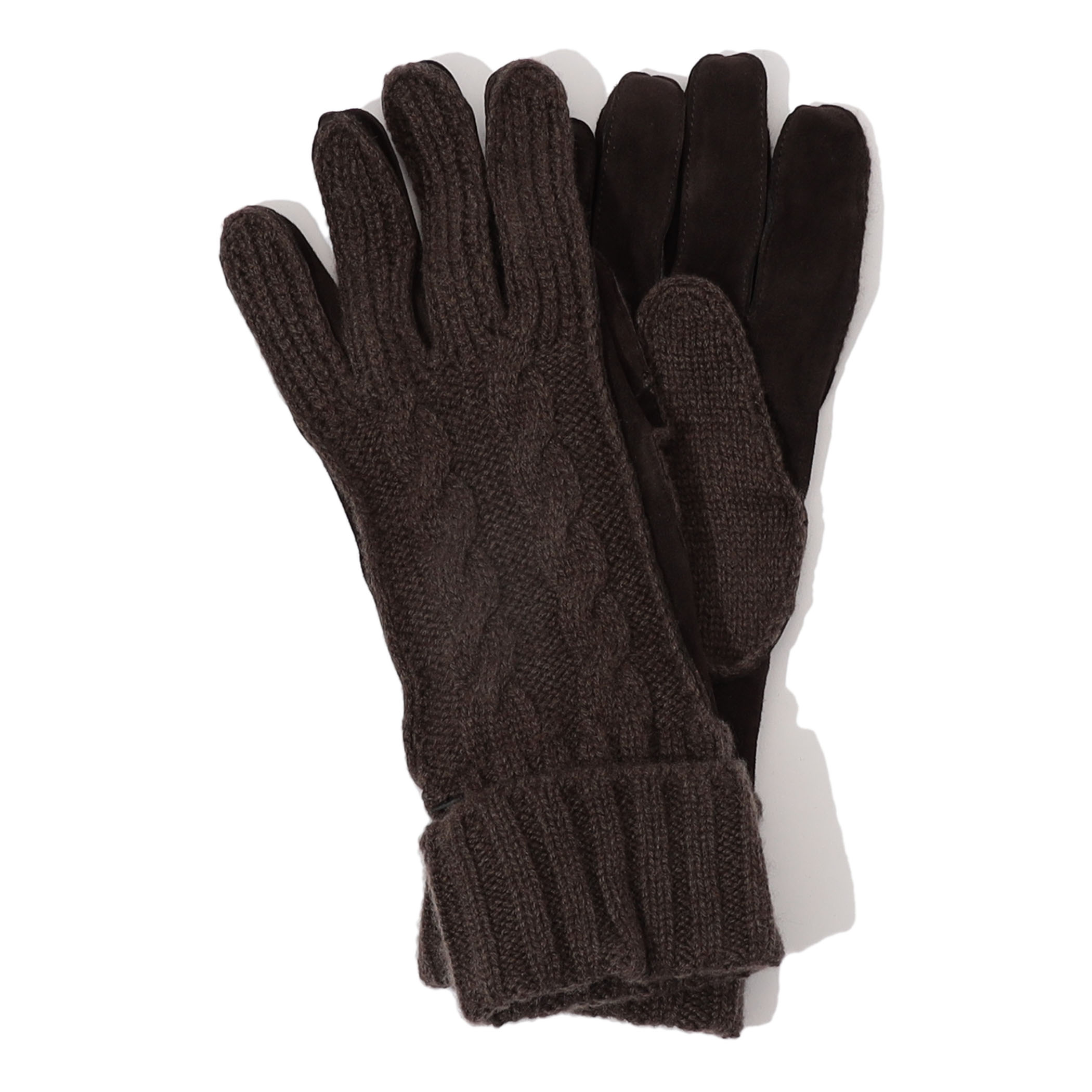 MAZZOLENI カシミヤニット×ラムスキンヌバックコンビグローブ