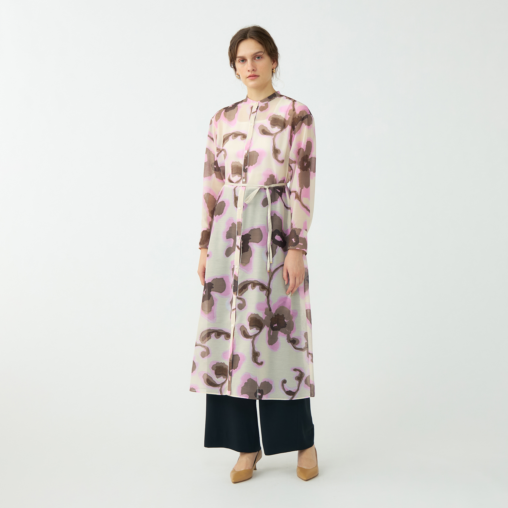 レディース 美品♡Ballsey 23SS プリーツプリント ワンピース ロング 花柄