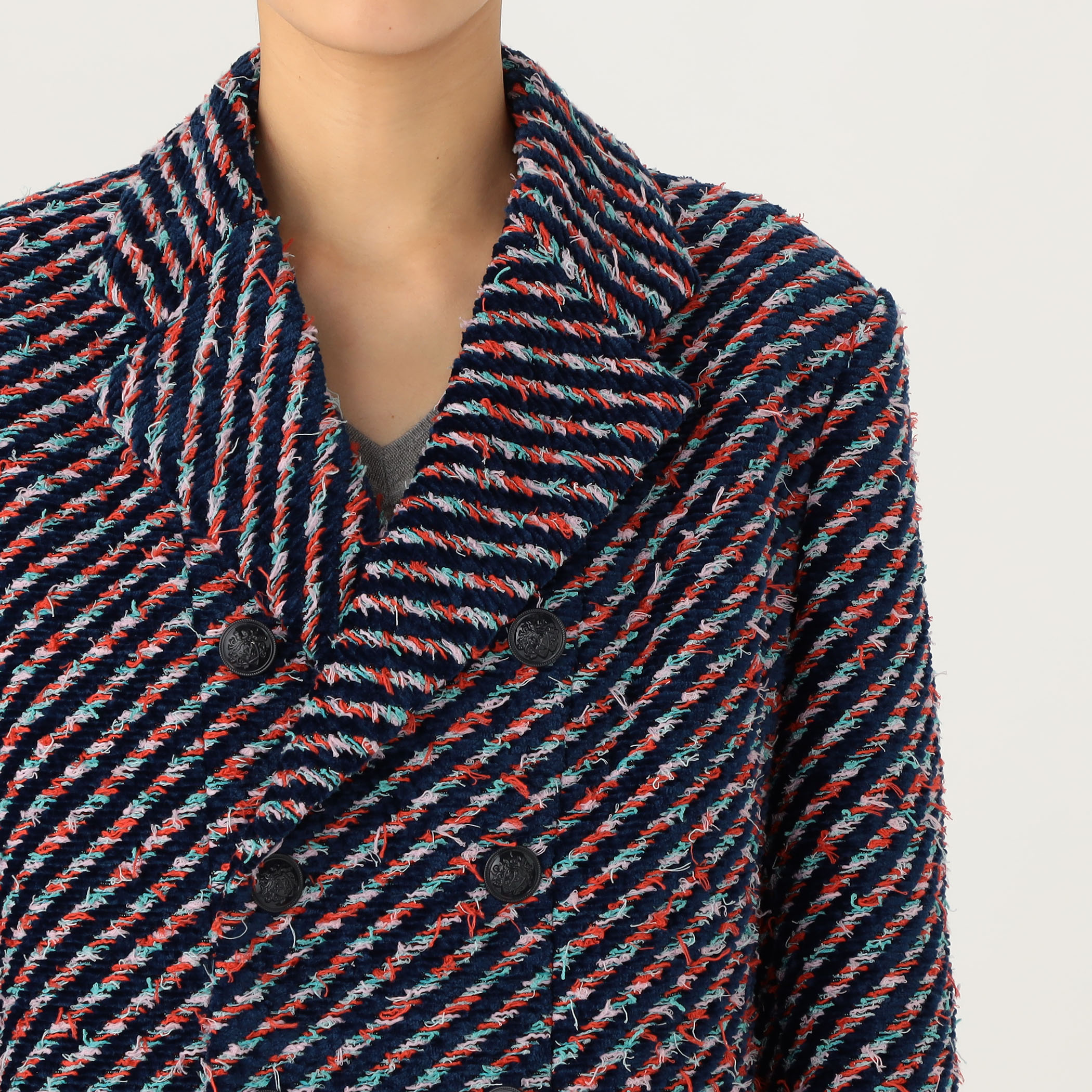 blank　グレーツイード ダブルブレストコート　サイズ0 モールツイード ダブルブレストコート｜トゥモローランド 公式通販