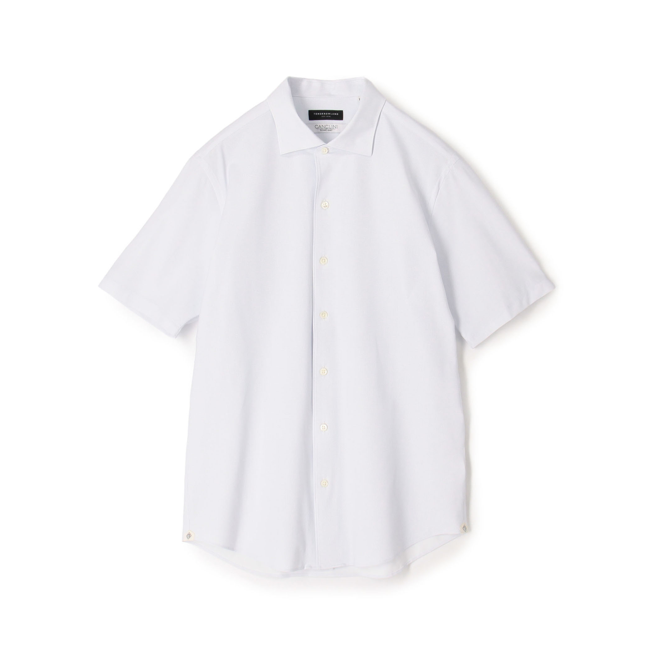 ナイロンポリウレタン ワイドスプレッドカラー ハーフスリーブシャツ CANCLINI