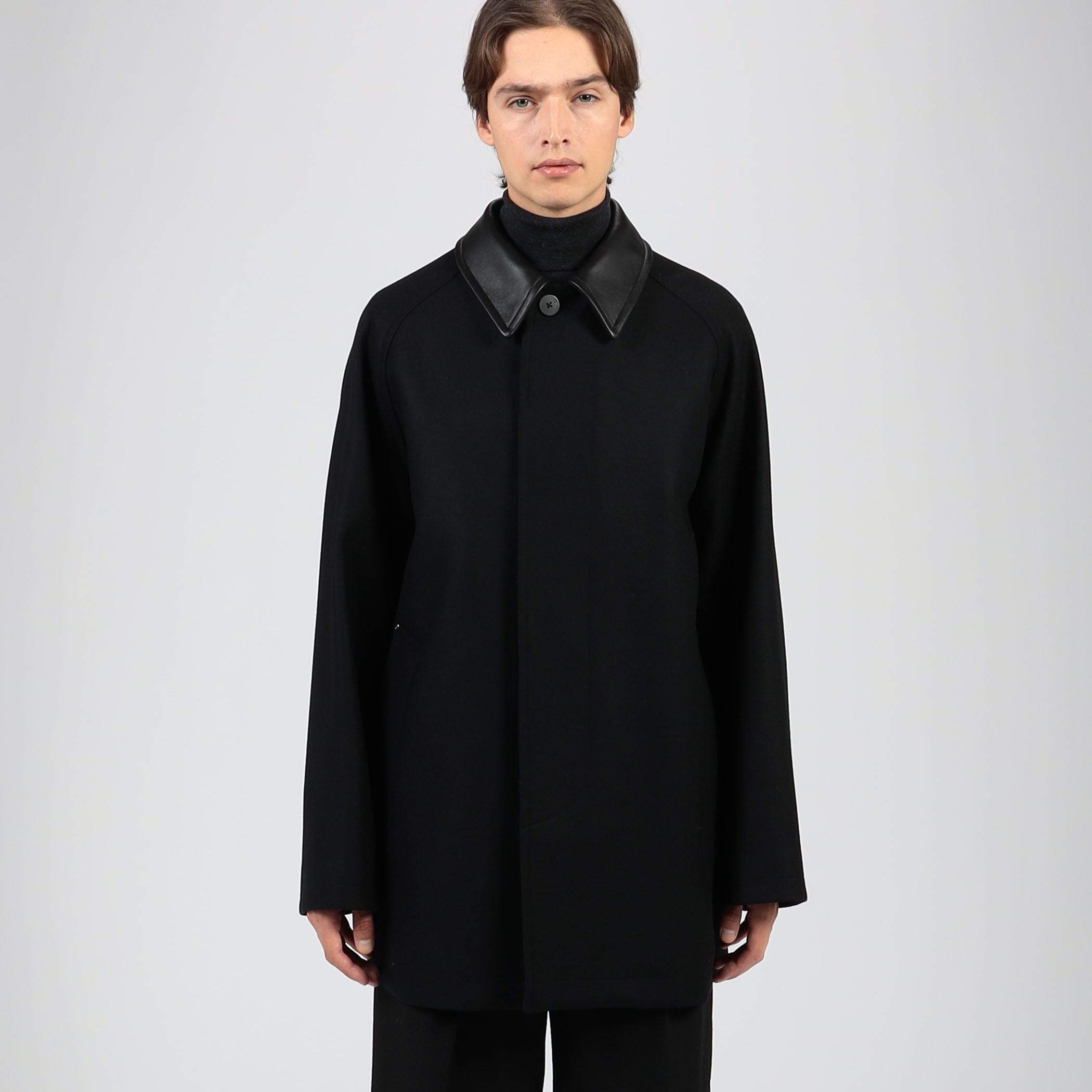 Edition Super120's ライトメルトン バルカマンコート 襟レザー item6f24ac3ea66b11f08f270242ac