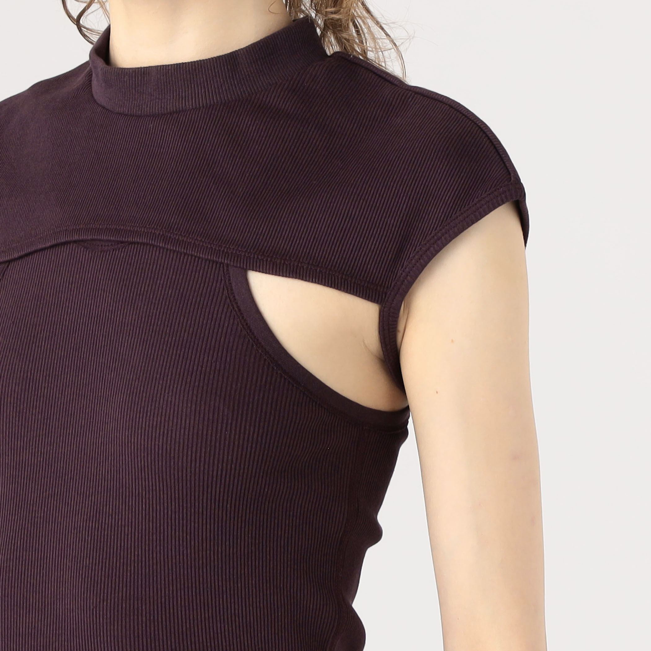 「overneath/オーバーニース」Rib Mock 063/リブモックショートトップス レディース OVERNEATH 「overneath/オーバーニース」Rib Mock 063/リブ