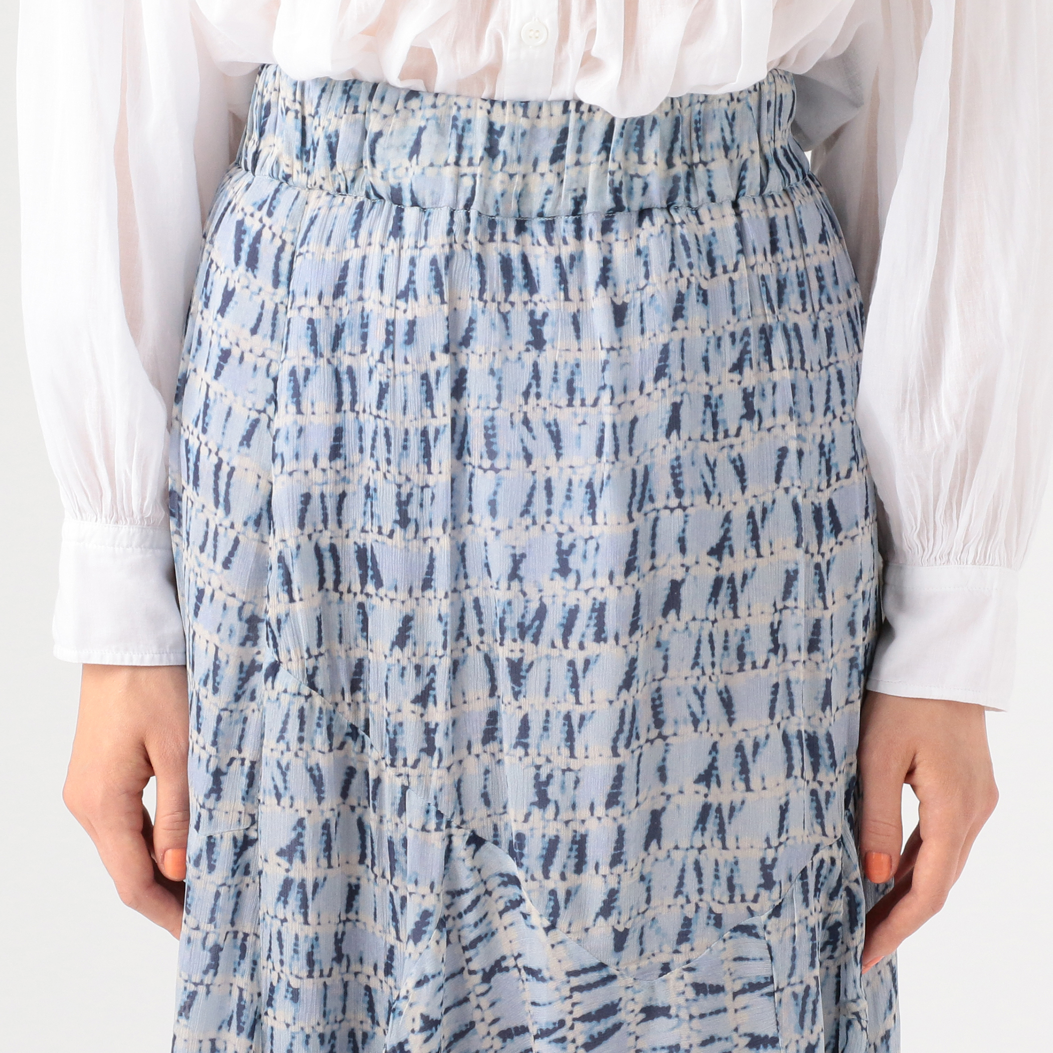 イザベルマランエトワール スカート ブルー イエロー コットン 36 C2865 ISABEL MARANT ETOILE SOLEDA レーヨンプリント アシンメ