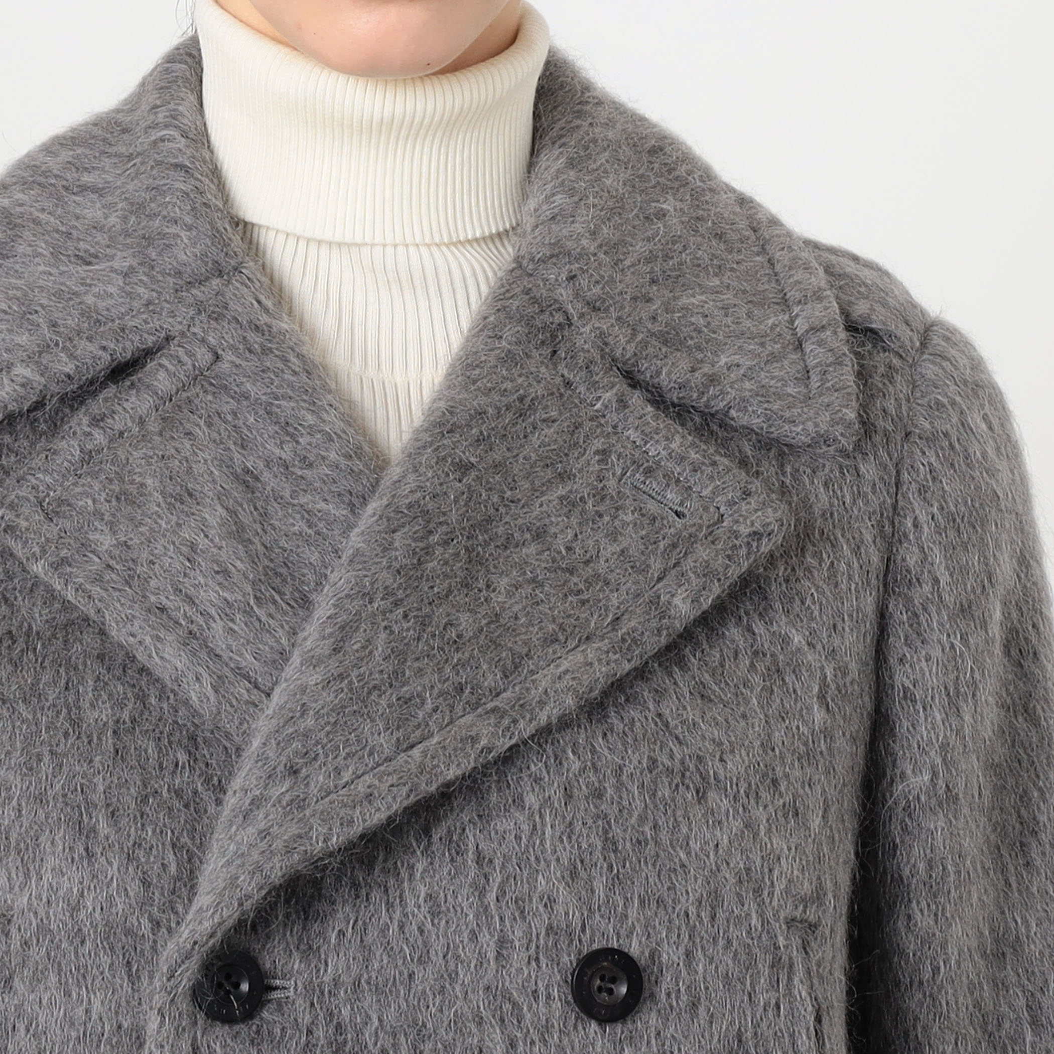HYKE SHAGGY DOUBLE BREASTED COAT ダブルブレスト ロングコート