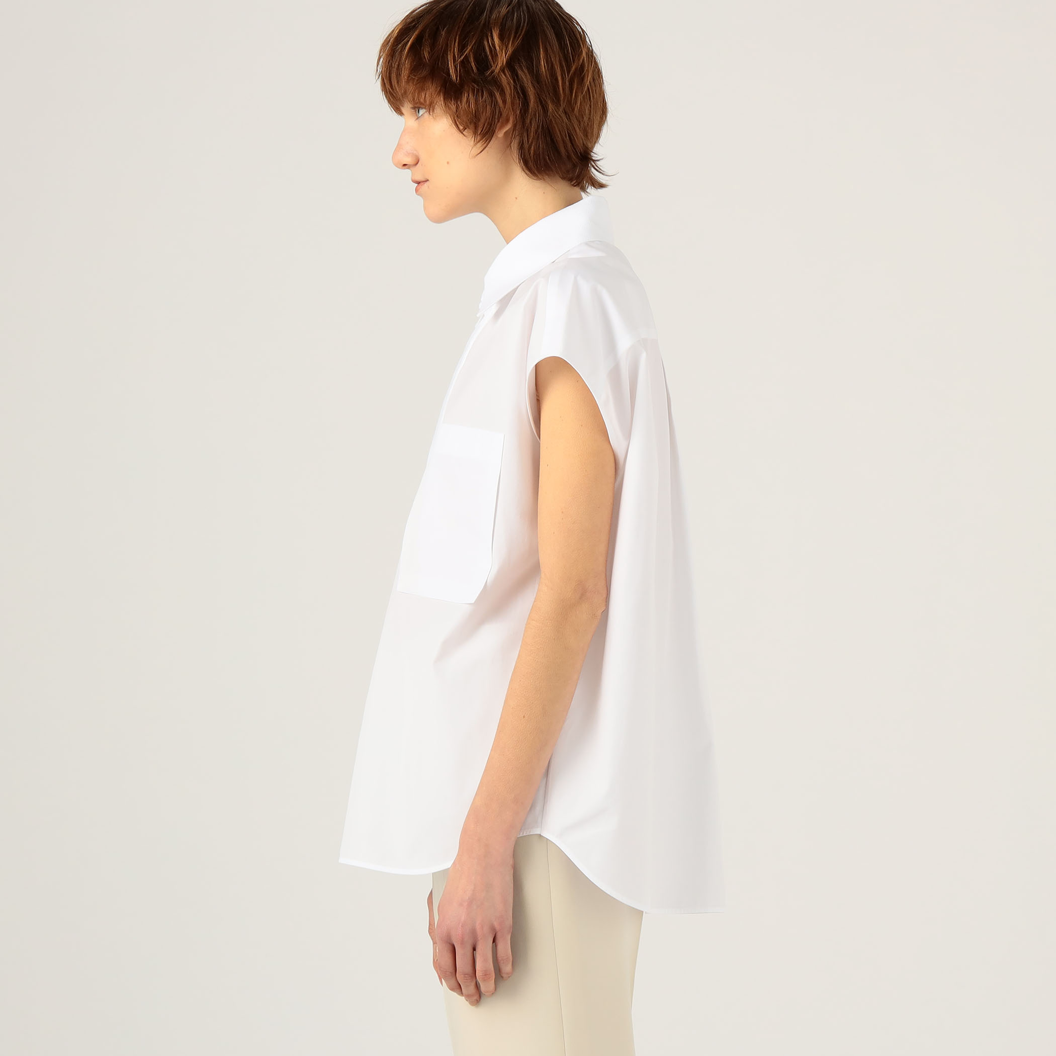 トゥモローランド ビー コットンボイルKOMOノースリーブシャツ 36 白 水色 item624e9b3d7c7a5.jpg