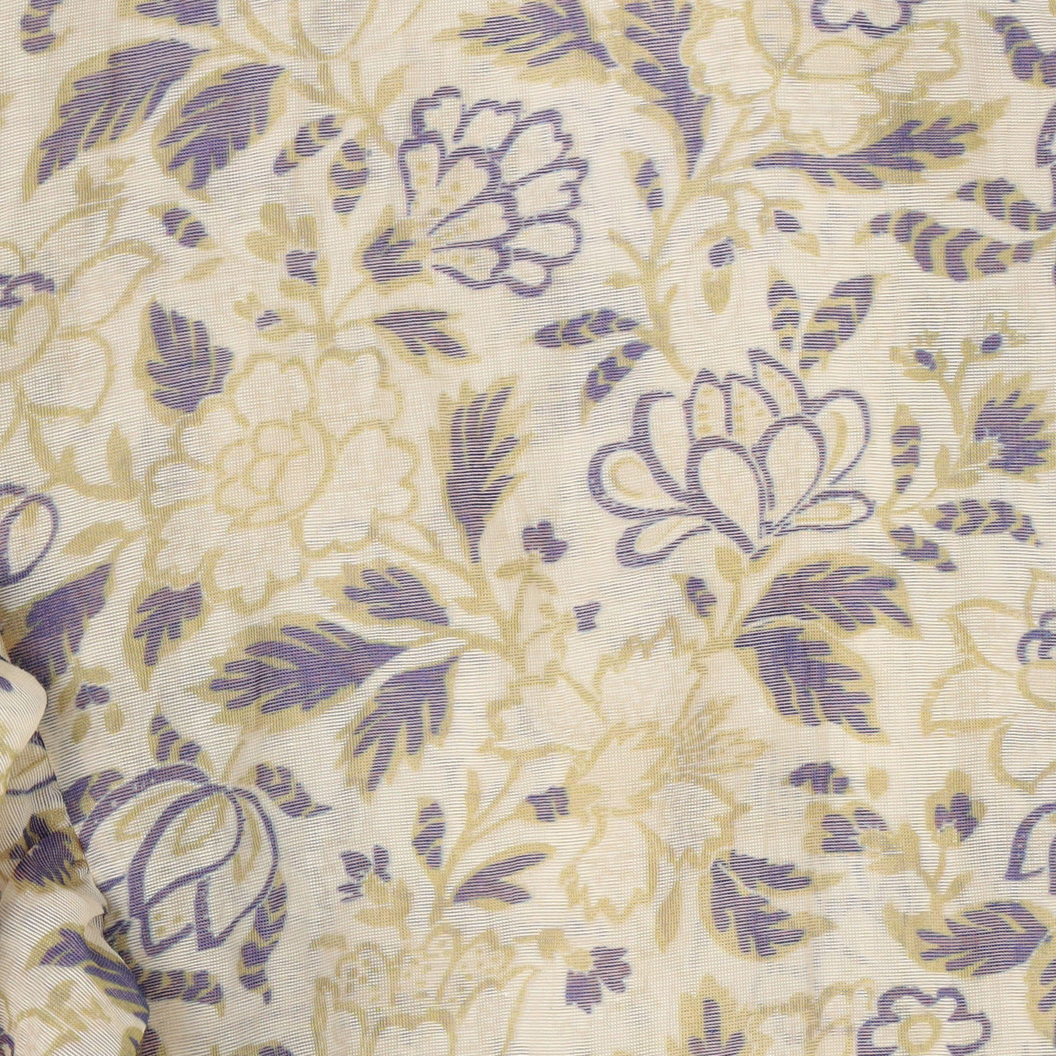 コットンポリエステルプリント バタフライスリーブブラウス