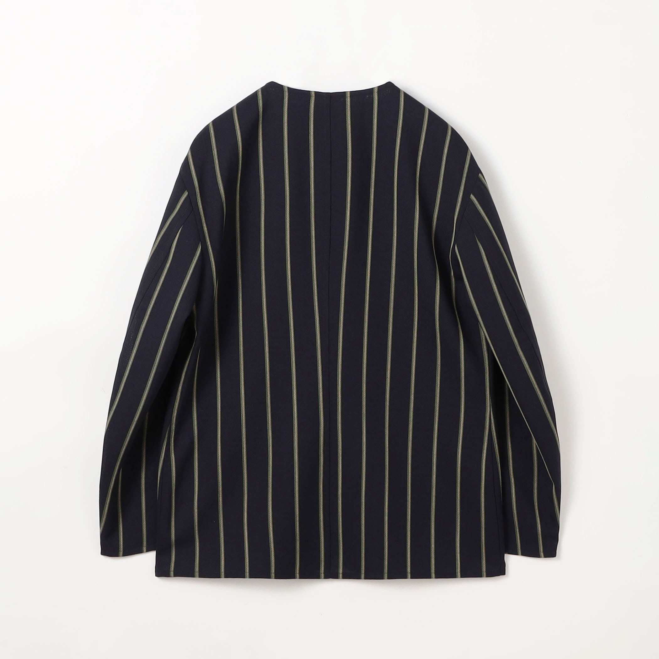 ウール クラブストライプ カラーレスジャケット FOX AIR