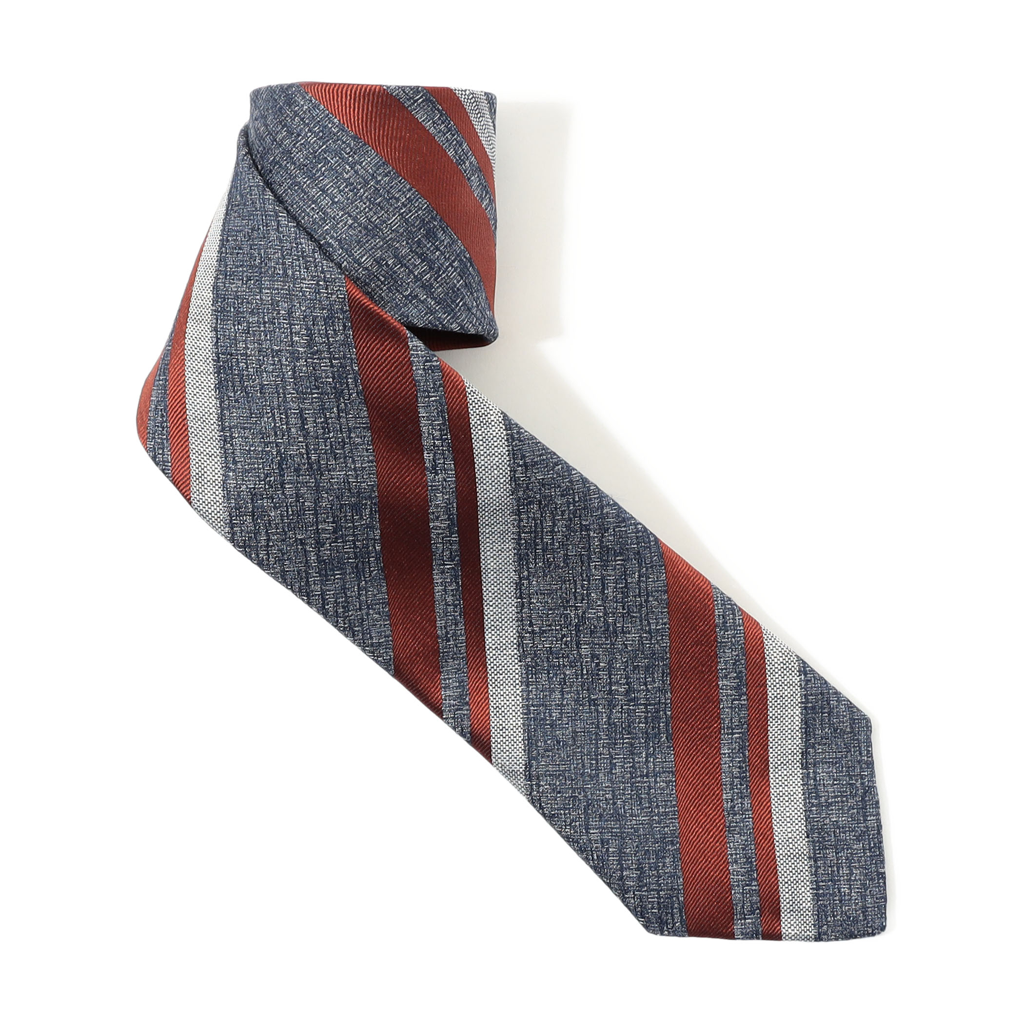 STEFANO BIGI シルクリネン レジメンタル ネクタイ