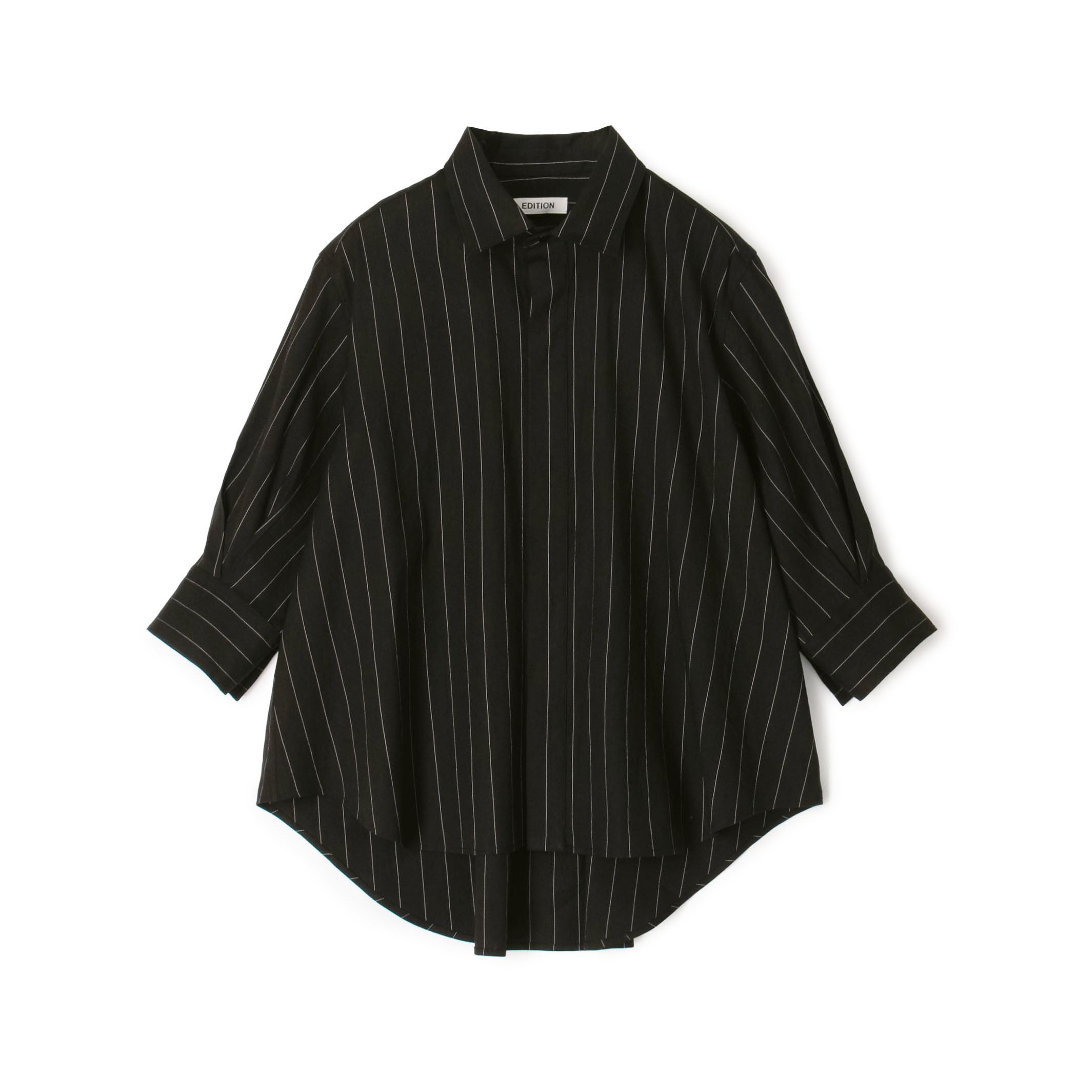 リネンストレッチストライプ ブラウス