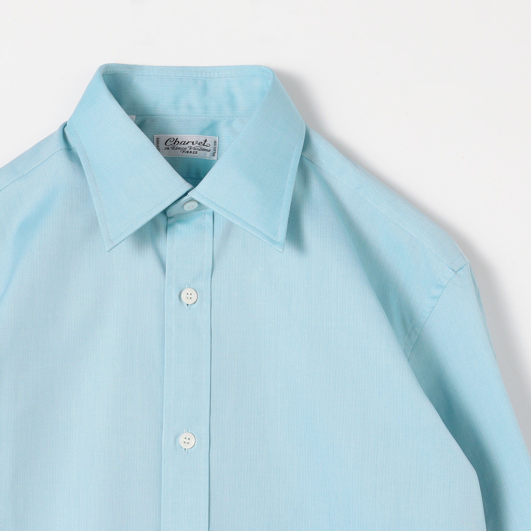 Charvet コットンシャンブレー セミワイドカラーシャツ  