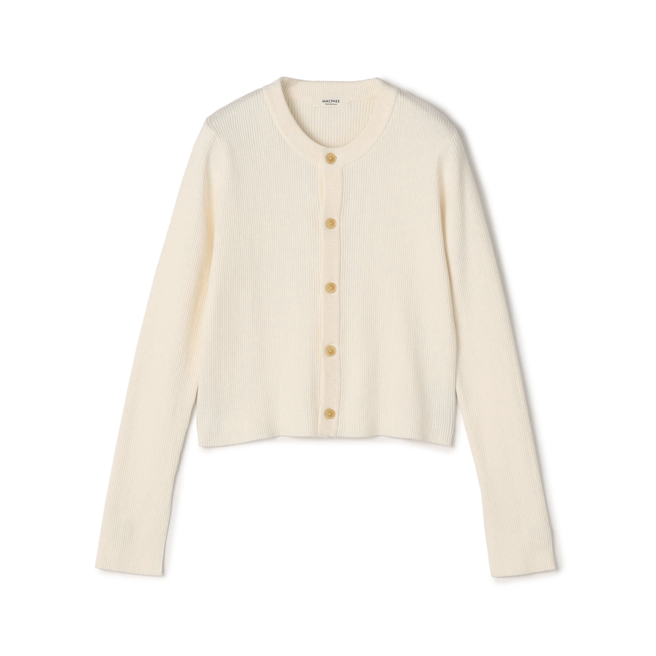 コットンリブ クルーネックカーディガン