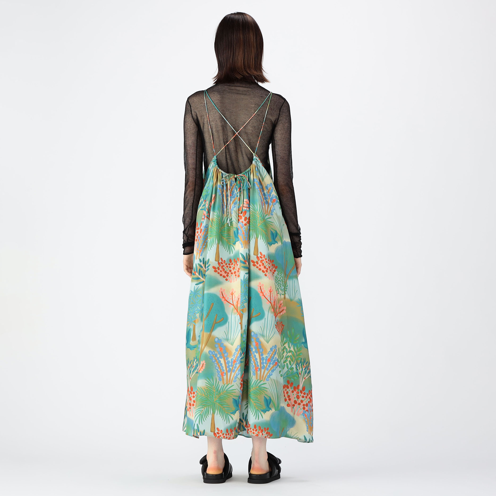 CABaN シルクツイル LA GRAND FORESTプリントロングワンピース CABaN シルクツイル LA GRAND FORESTプリントロングワンピース