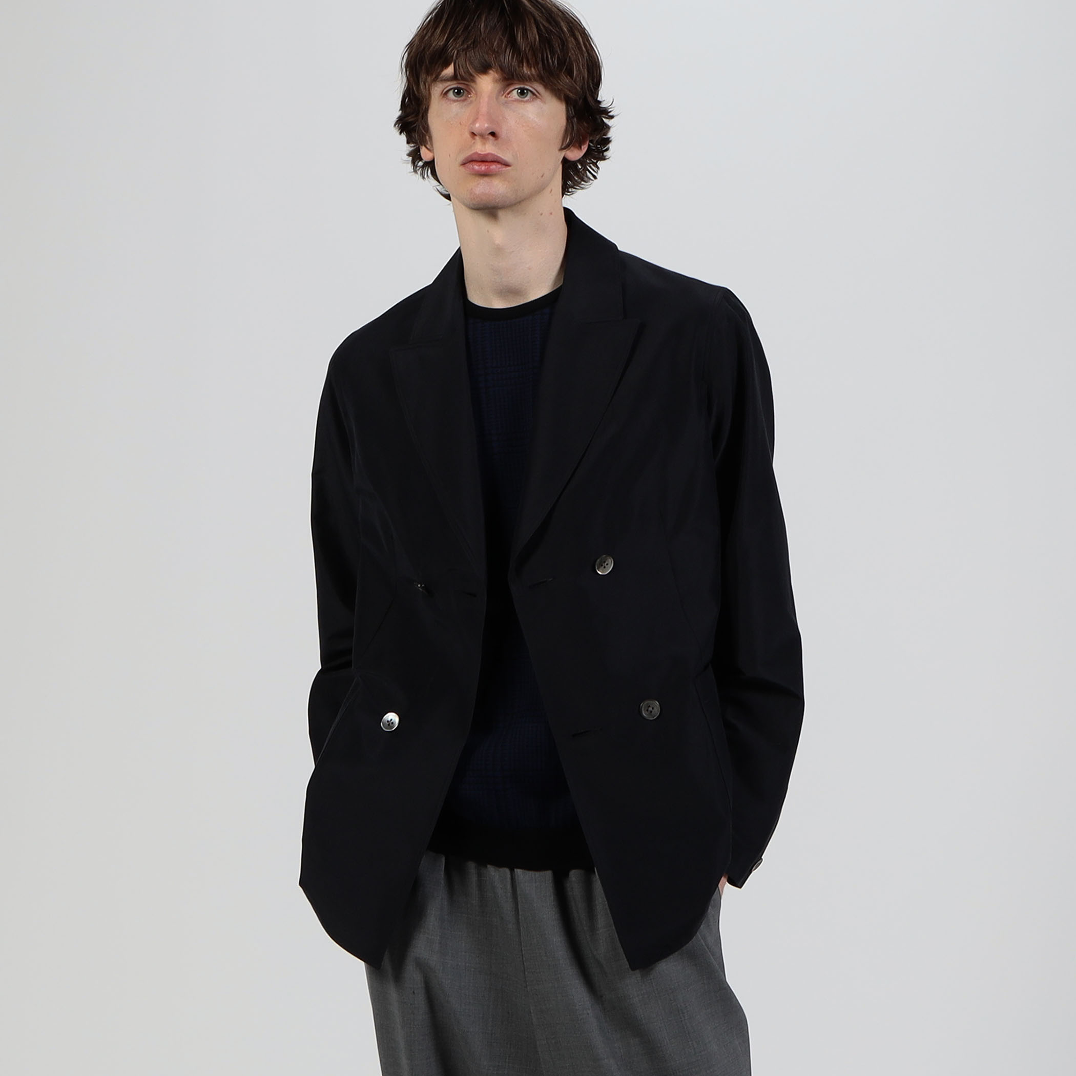 □コットンシルク ダブルブレステッド 4Bジャケット｜トゥモローランド