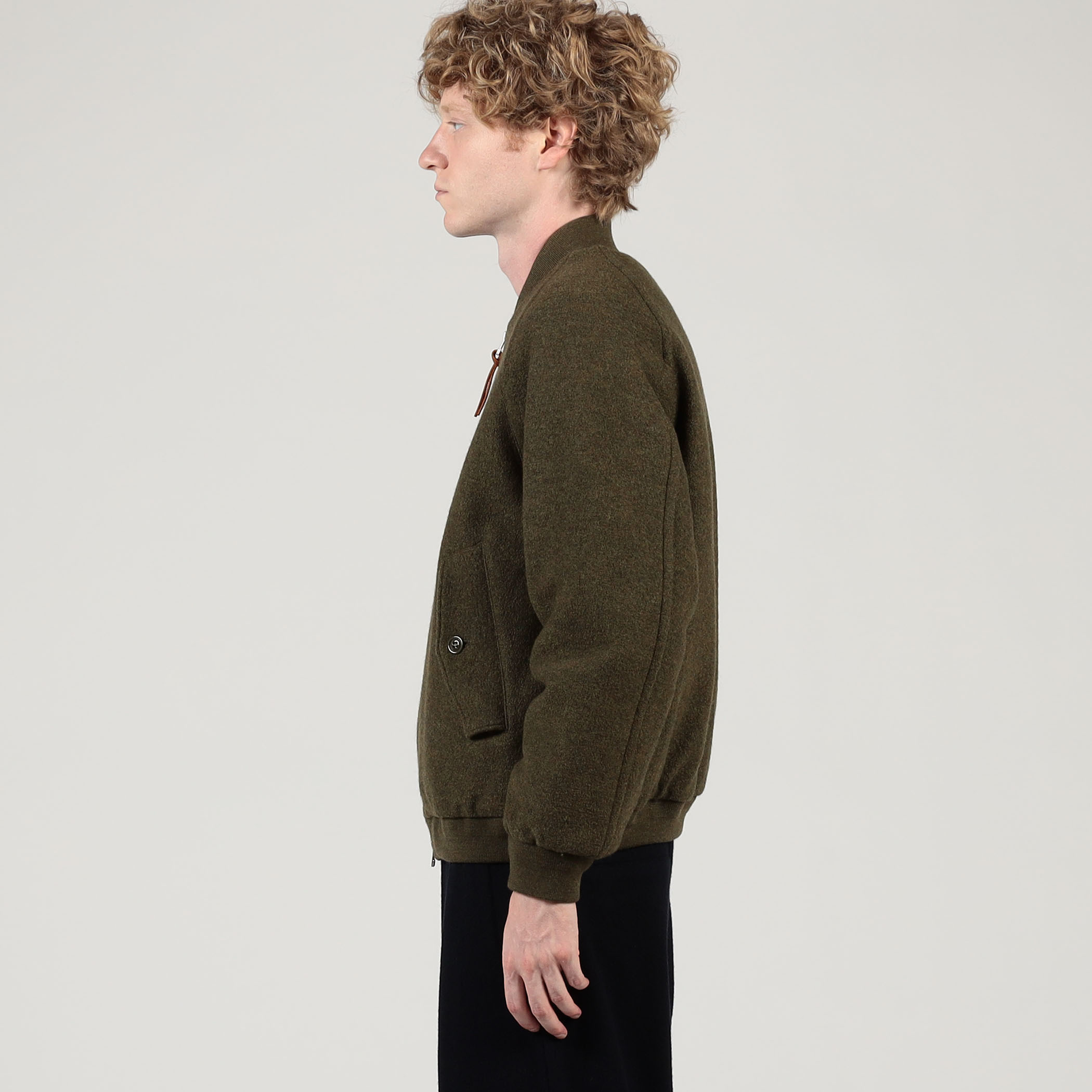 キルトライニング ウールニット ジップアップブルゾン