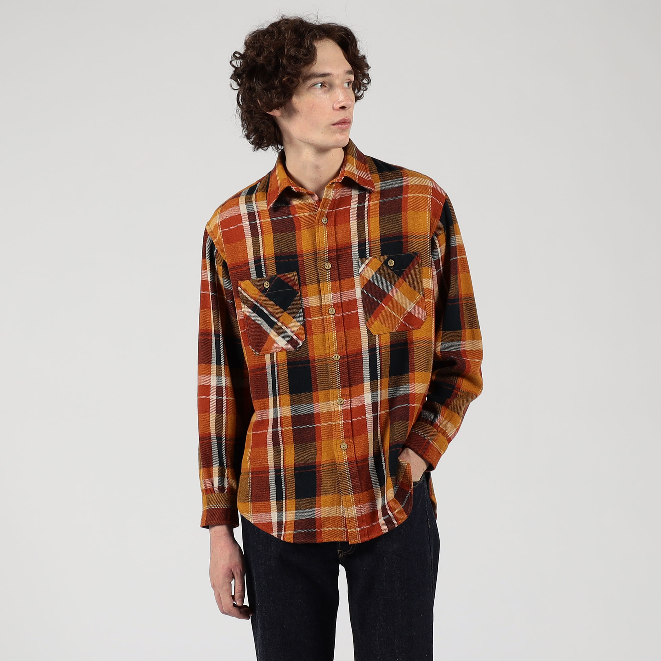 コットンビエラチェック ダブルポケット ロングスリーブシャツ