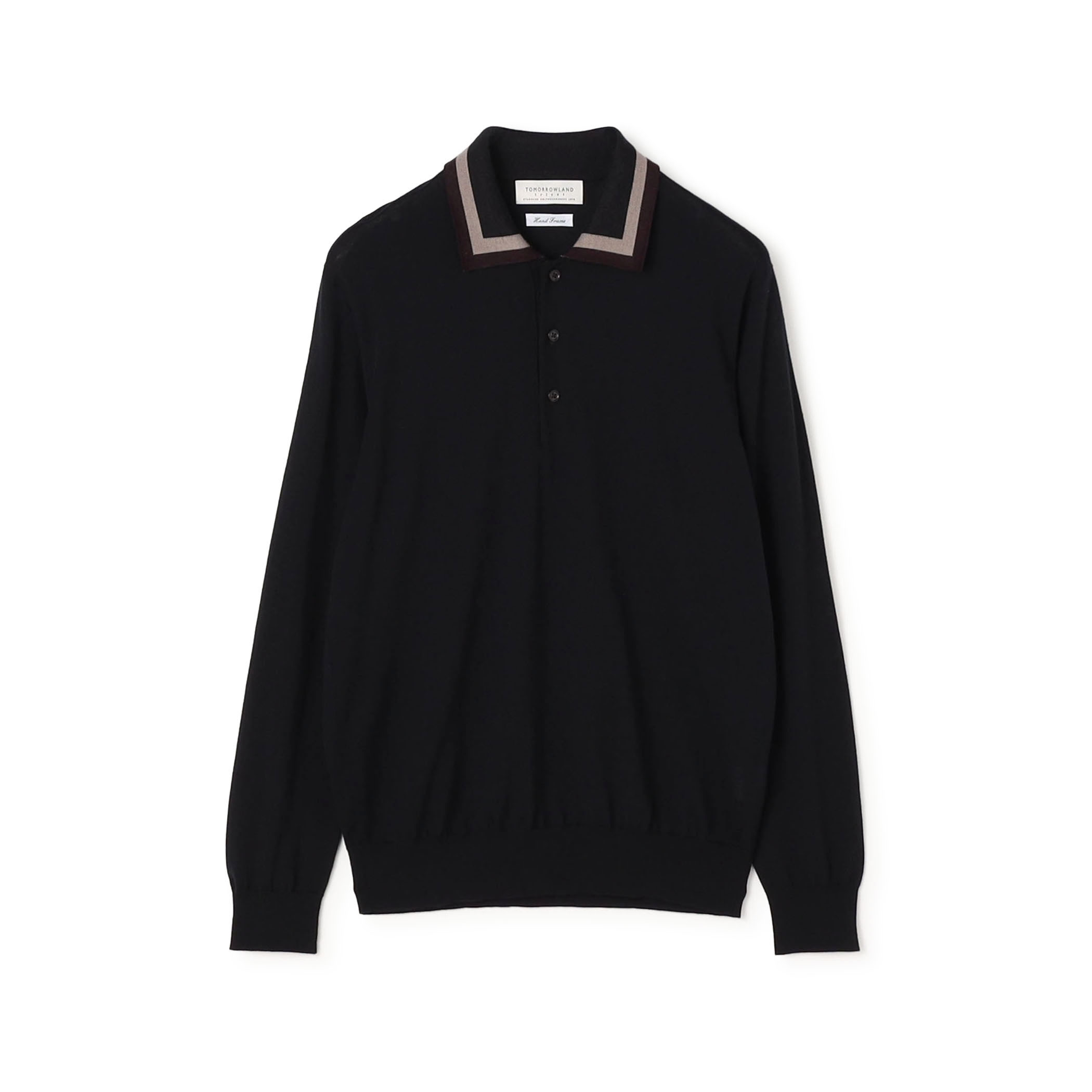 TOMORROWLAND tricot スーパーファインメリノウール ラインニットポロシャツ S-WOOL