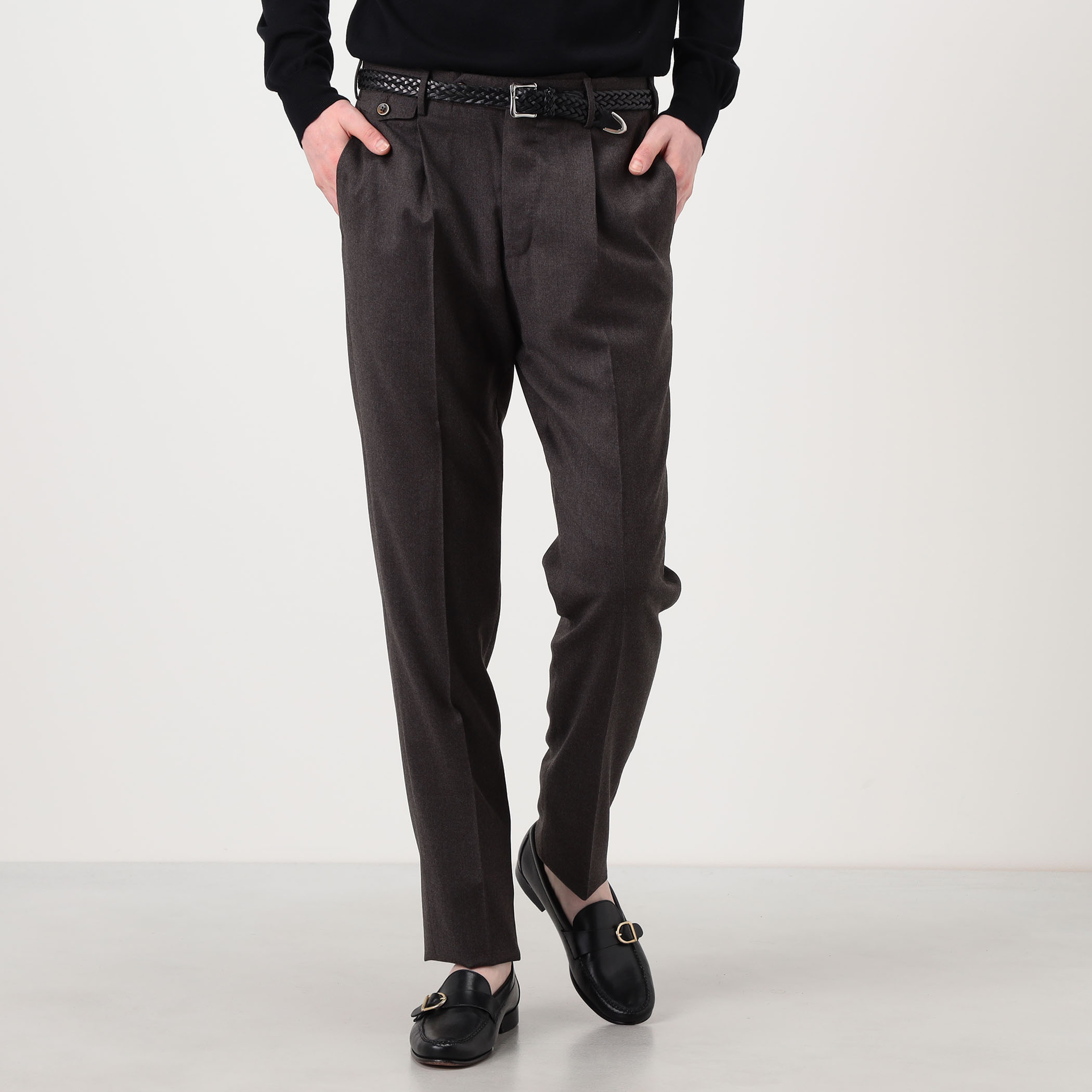 PT TRINO GENTS ウールストレッチ 1プリーツスラックス