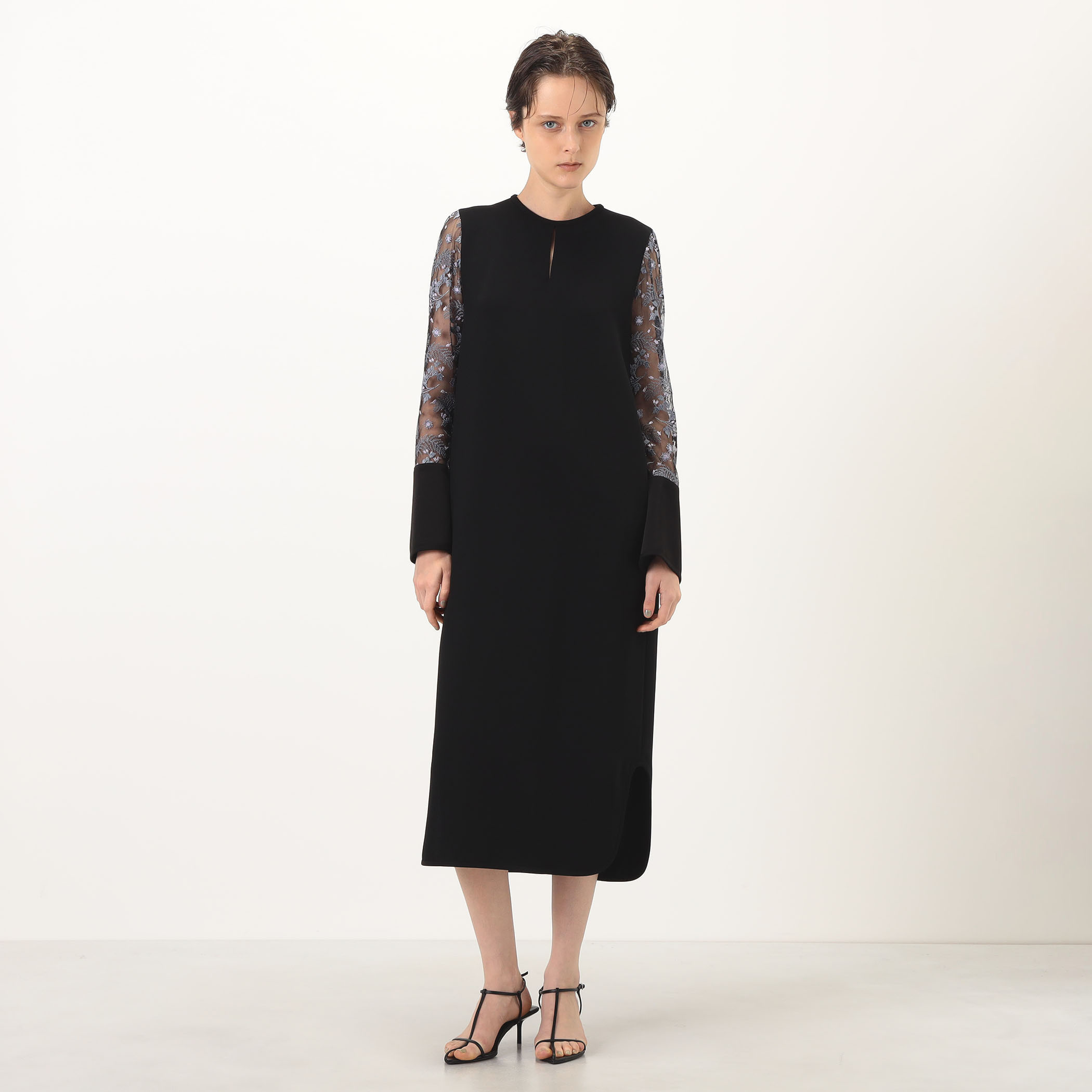 Mame Kurogouchi Tulle Lace Sleeve Classic Dress チュールレース