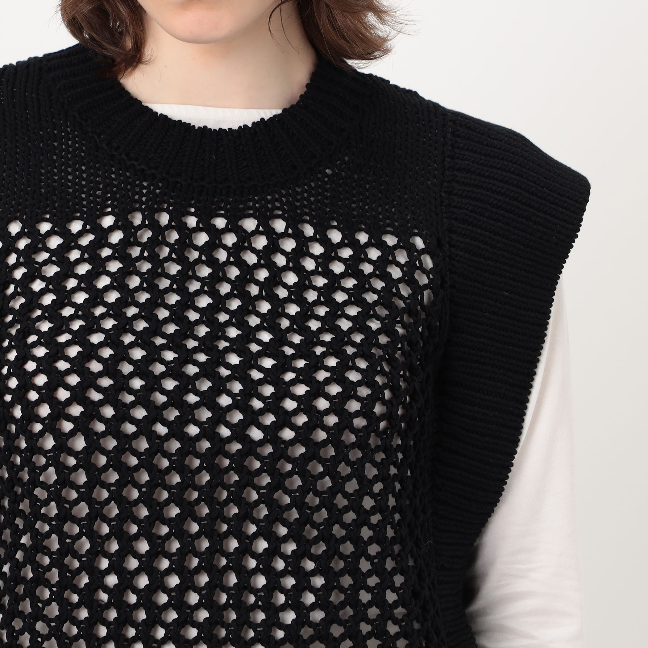 HYKE CROCHET SLEEVELESS KNIT クロシェ スリーブレスニット
