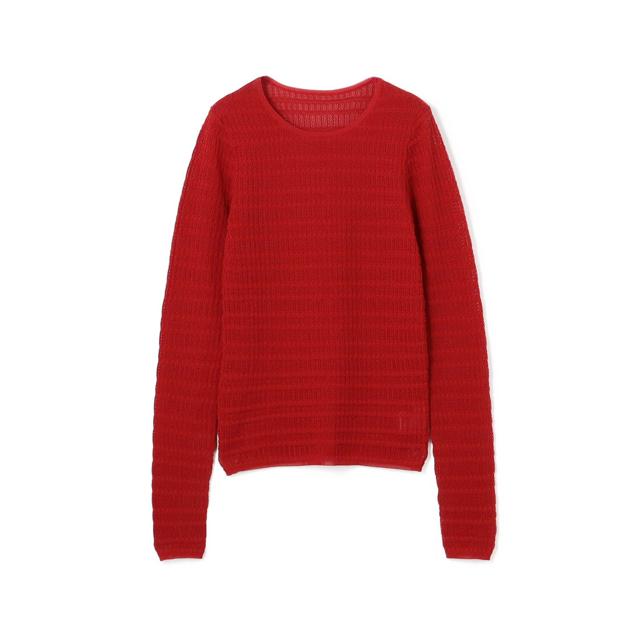 コットンポリエステルアセテートリブ ラウンドネックプルオーバー