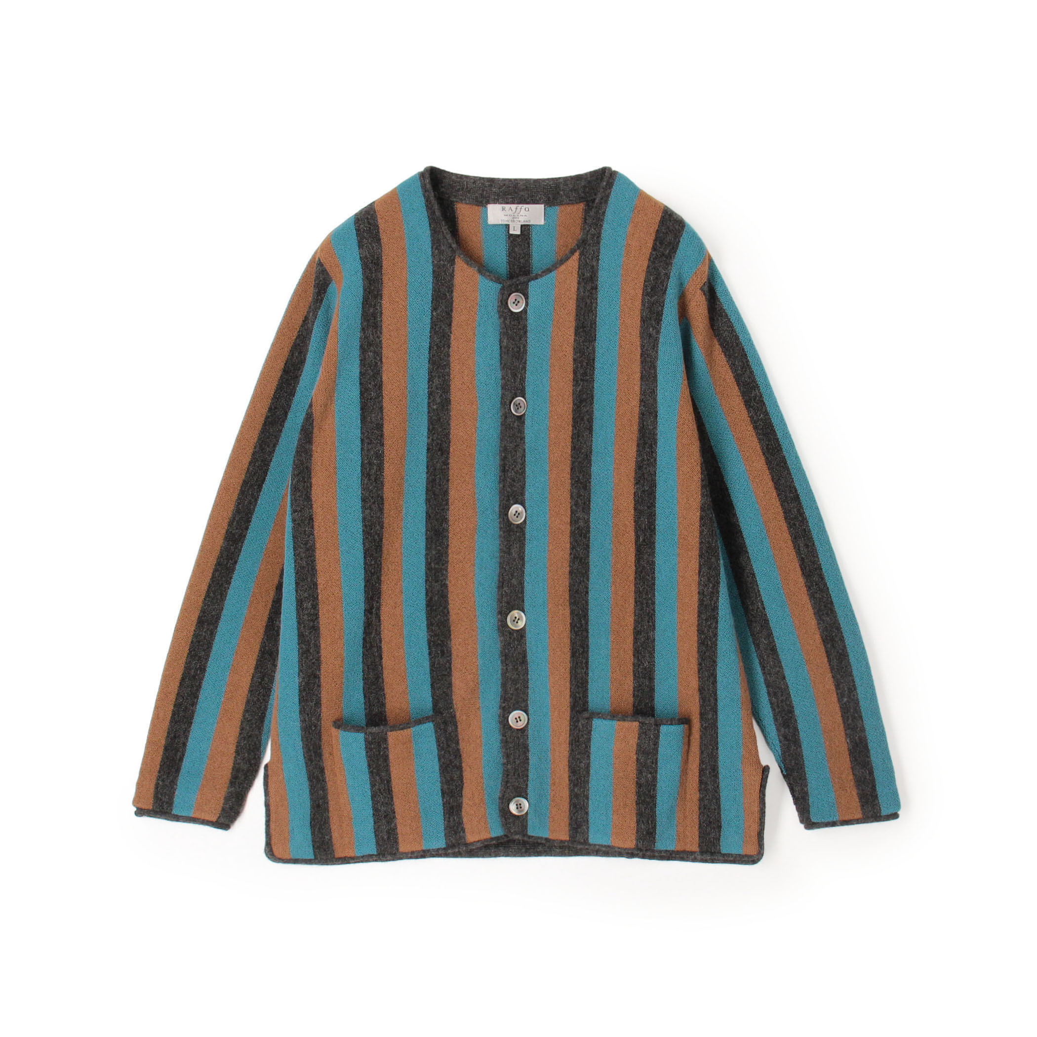 【別注】Raffa Molina アルパカ パール編み ストライプニットカーディガン