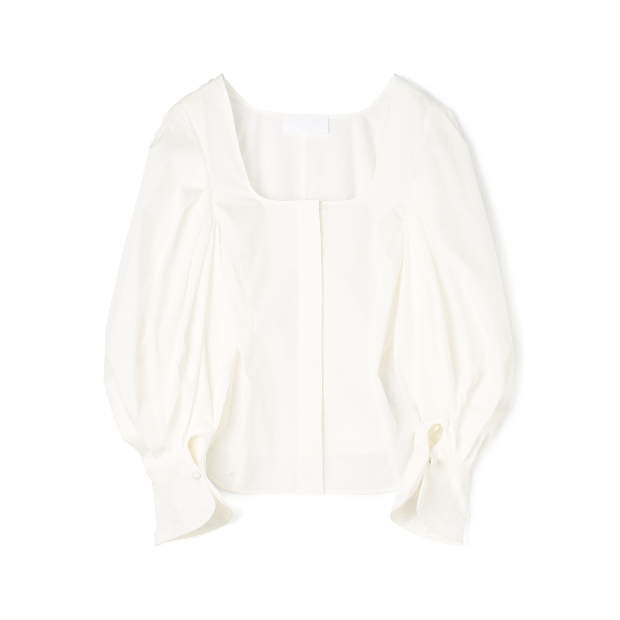 MAME KUROGOUCHI SQUARE NECK PUFF SLEEVE SHIRTコットンポリウレタン