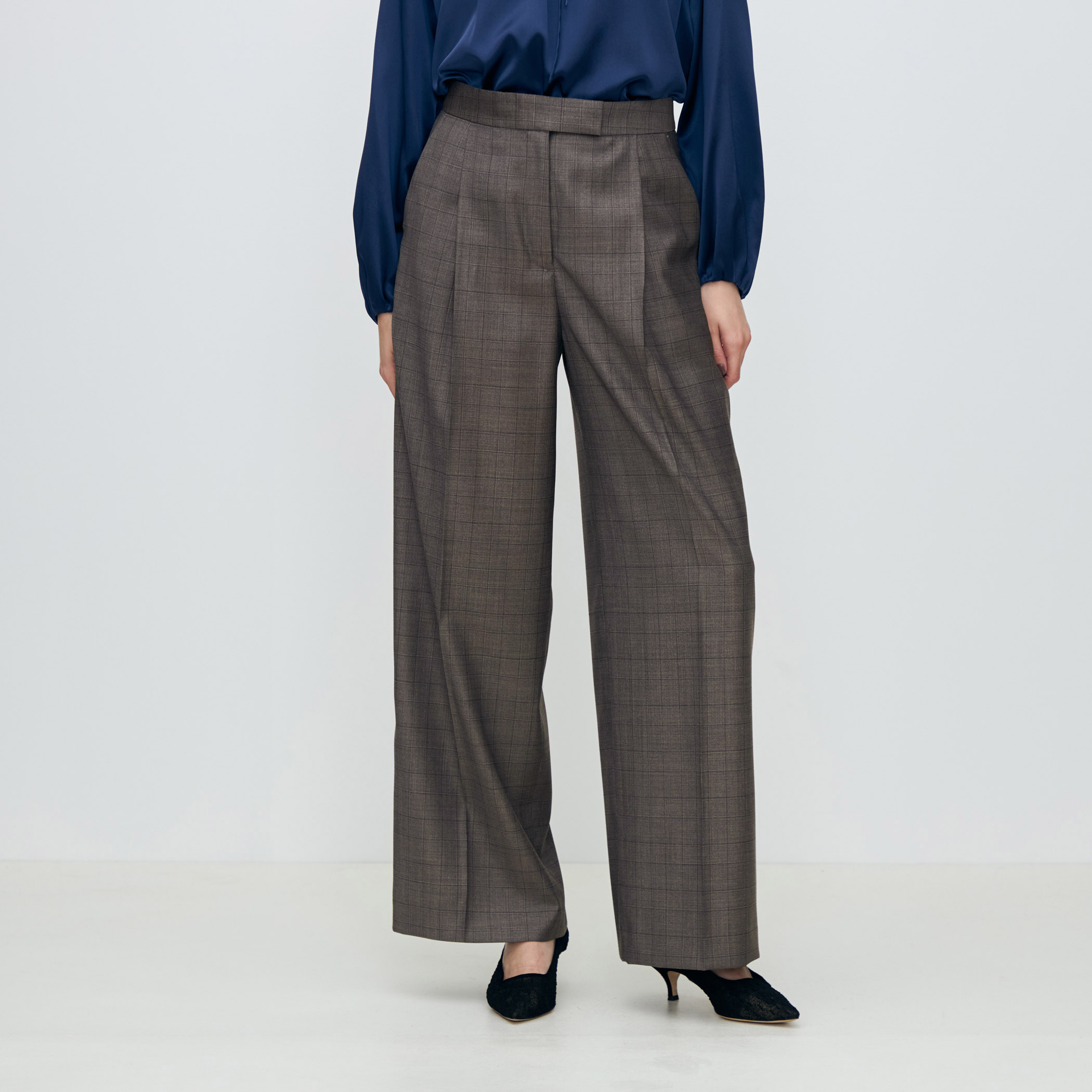 365 GLEN CHECK タックワイドパンツ｜トゥモローランド 公式通販