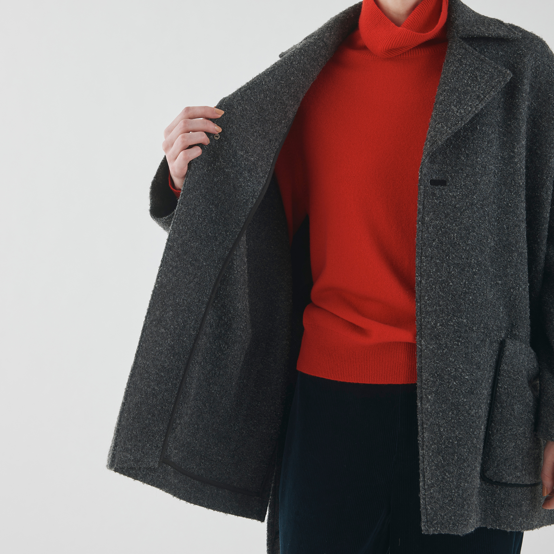 【新品同様】ドゥロワー　モヘヤウール ブークレーボアコート　21AW　フード 新品同様】ドゥロワー モヘヤウール ブークレーボアコート 21AW フード