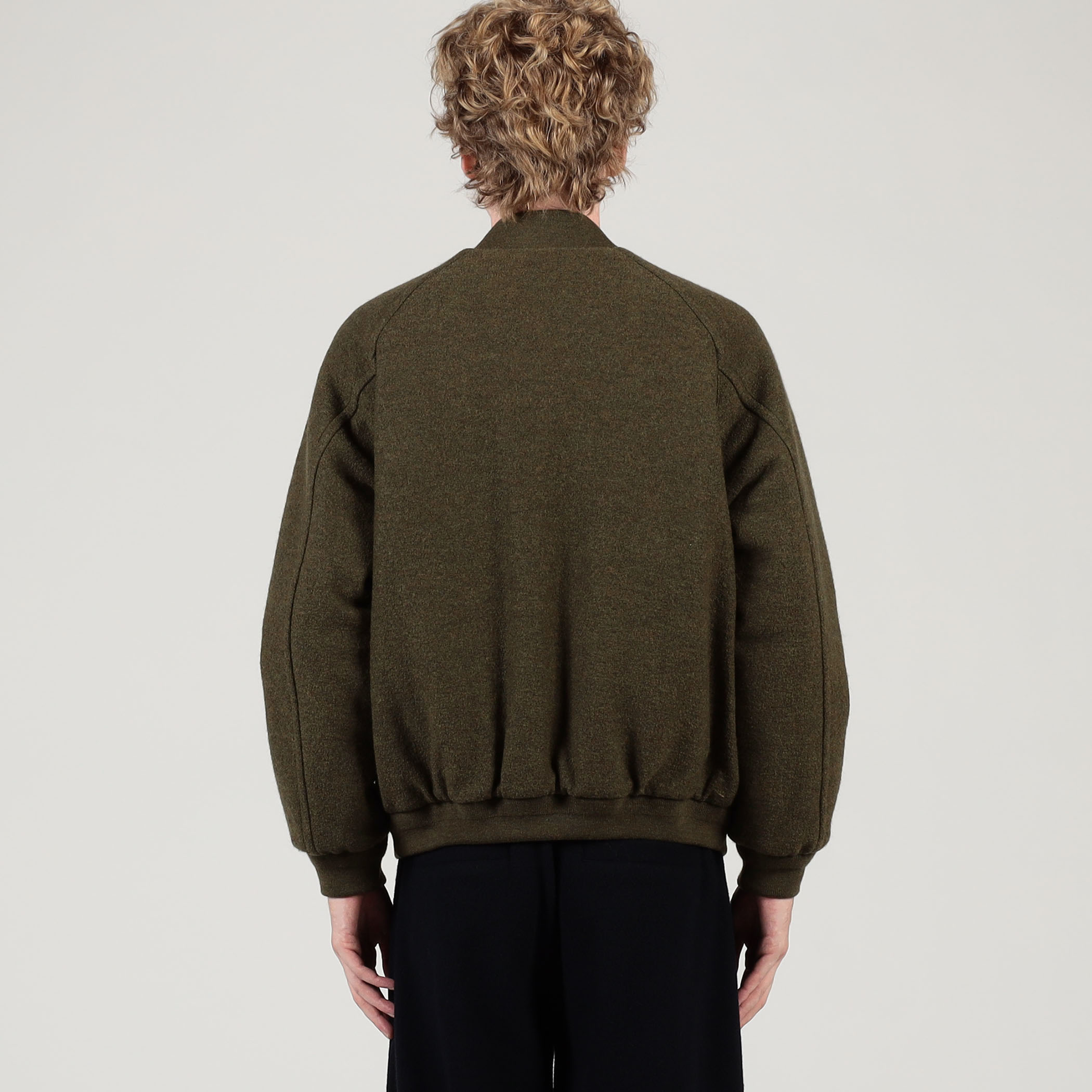 キルトライニング ウールニット ジップアップブルゾン